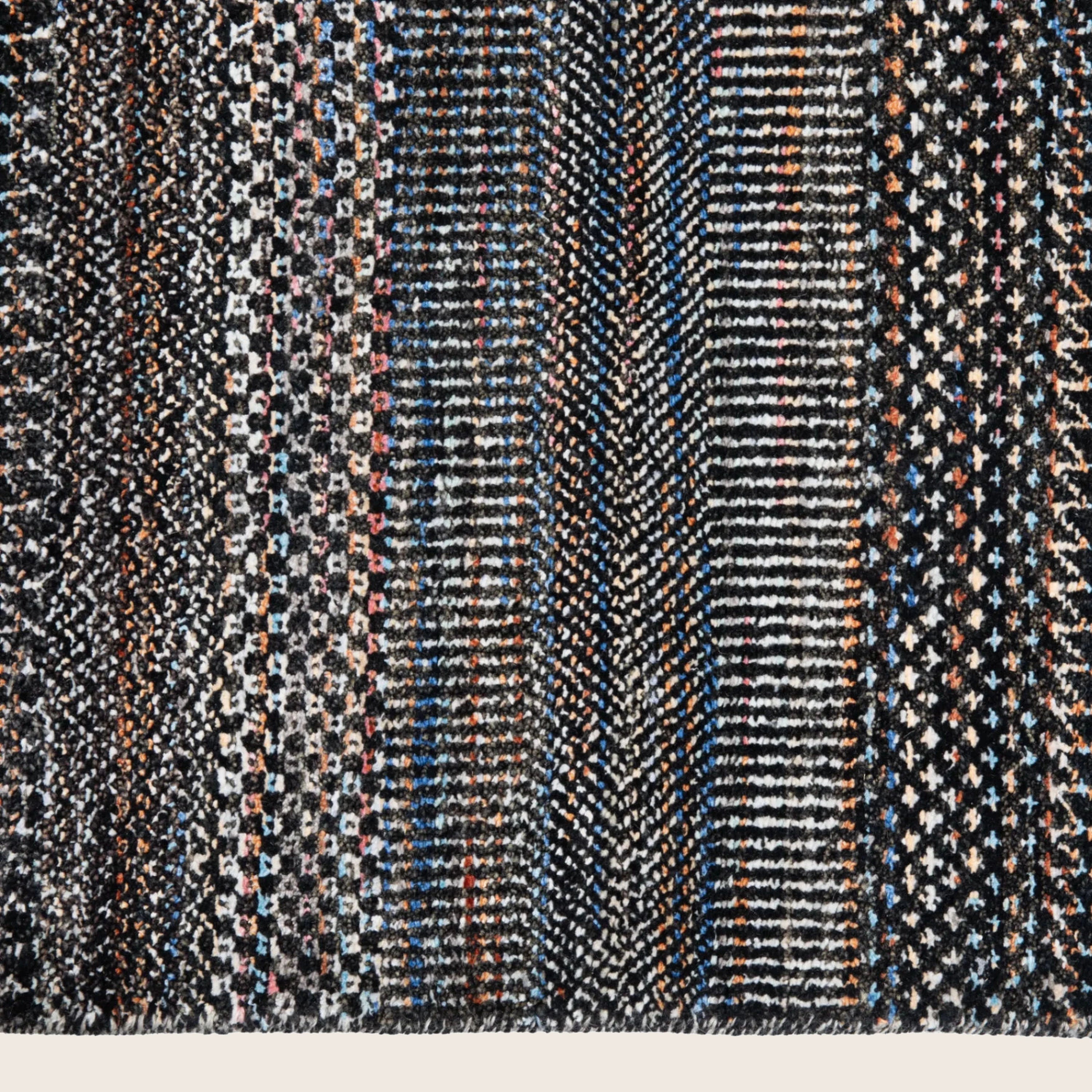 Braun Blau Übergangs Indo Savannah Wolle Seidenmischung Teppich - 5'1' x 7'2'