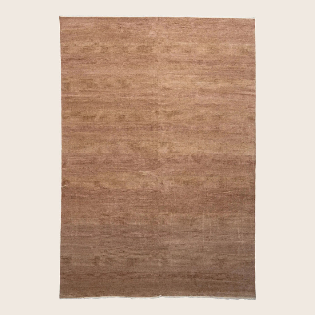 Braun Texturierte Indo Savannah Wolle Kunst Seidenblende Teppich - 10' x 14'1'