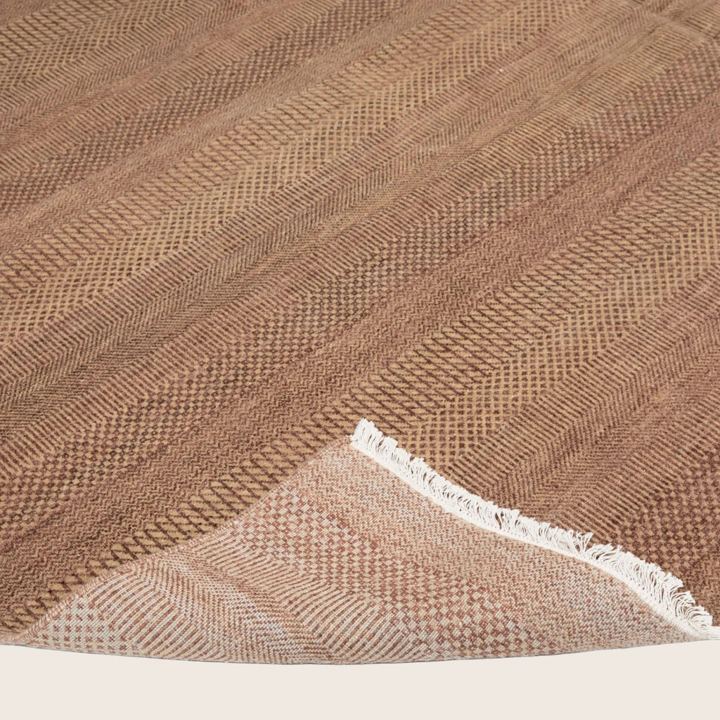 Braun Texturierte Indo Savannah Wolle Kunst Seidenblende Teppich - 10' x 14'1'