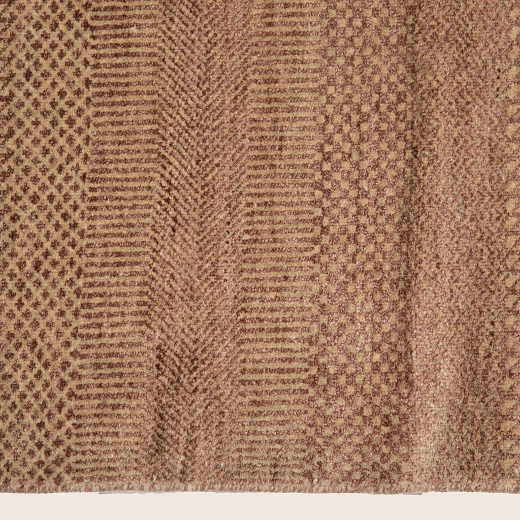 Braun Texturierte Indo Savannah Wolle Kunst Seidenblende Teppich - 10' x 14'1'