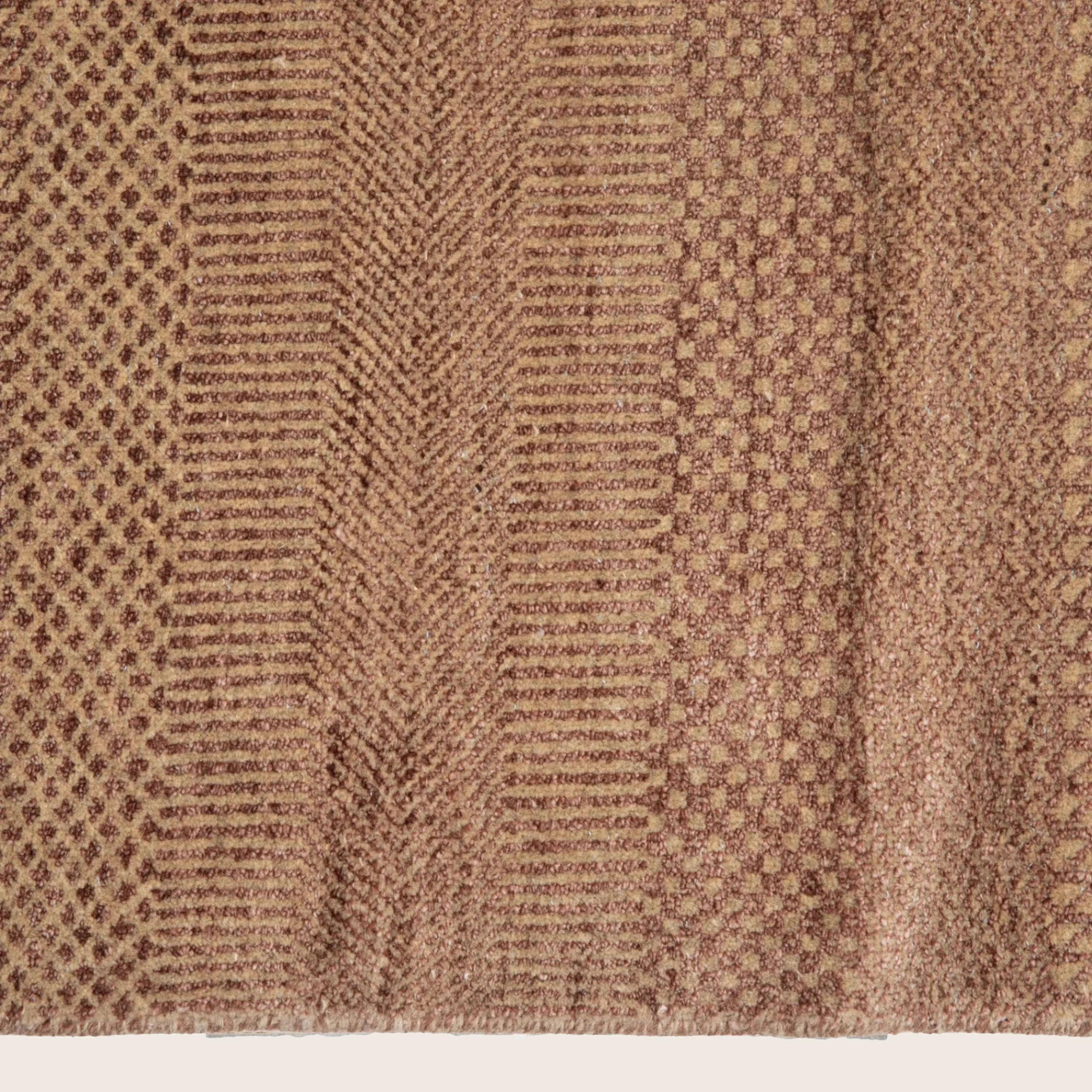 Braun Texturierte Indo Savannah Wolle Kunst Seidenblende Teppich - 10' x 14'1'