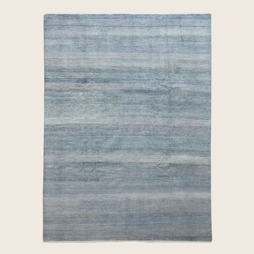 Blaue Übergangs Indo Savannah Wolle Seidenmischung Teppich - 8'1 x 12'