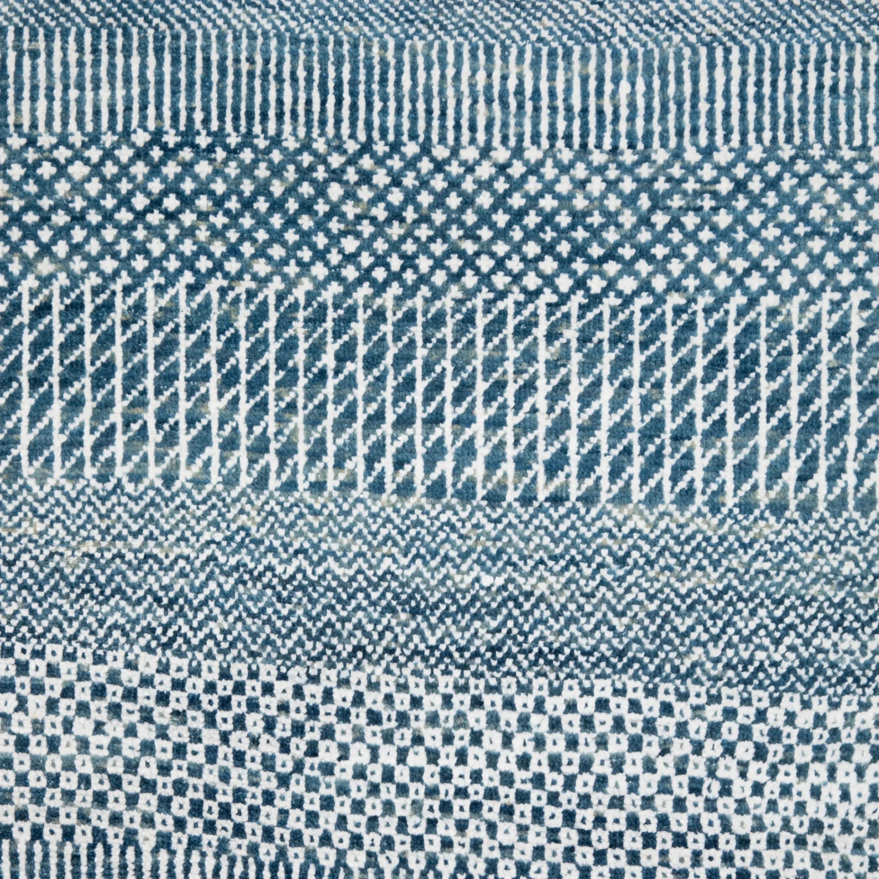 Blaue Übergangs Indo Savannah Wolle Seidenmischung Teppich - 8'1 x 12'