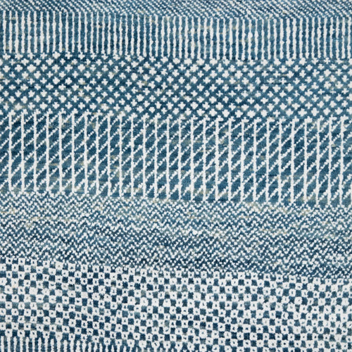 Blaue Übergangs Indo Savannah Wolle Seidenmischung Teppich - 8'1 x 12'