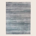 Blau Texturierte Indo Savannah Wolle Kunst Seidenmischung Teppich - 8' x 10'2'