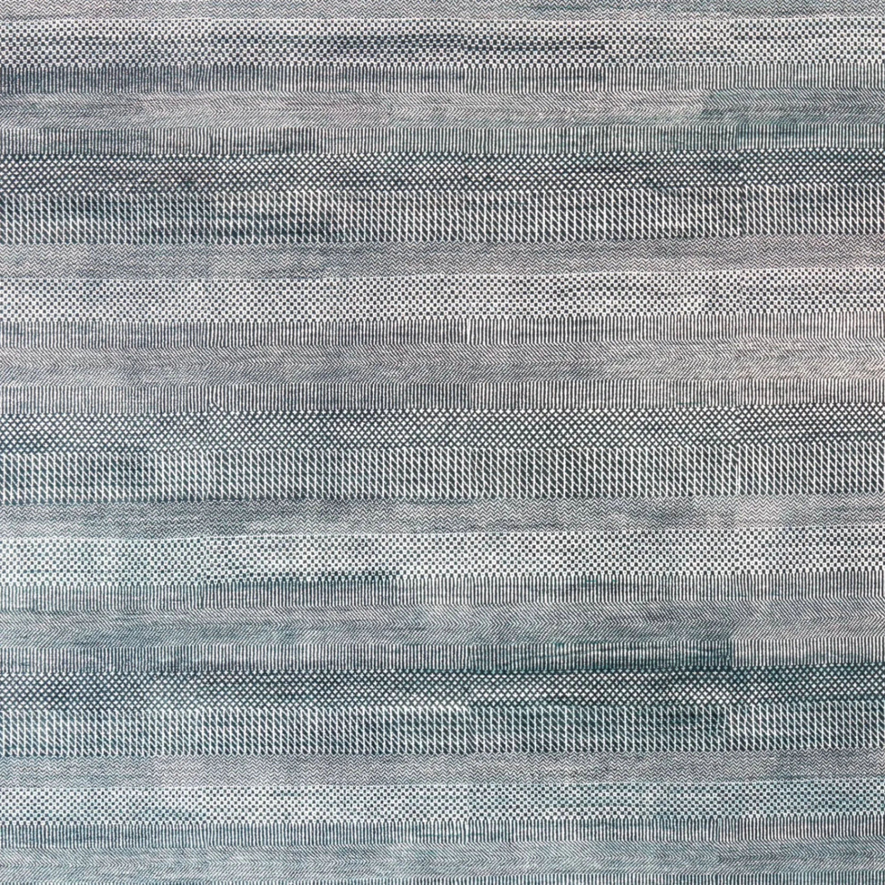Blau Texturierte Indo Savannah Wolle Kunst Seidenmischung Teppich - 8' x 10'2'