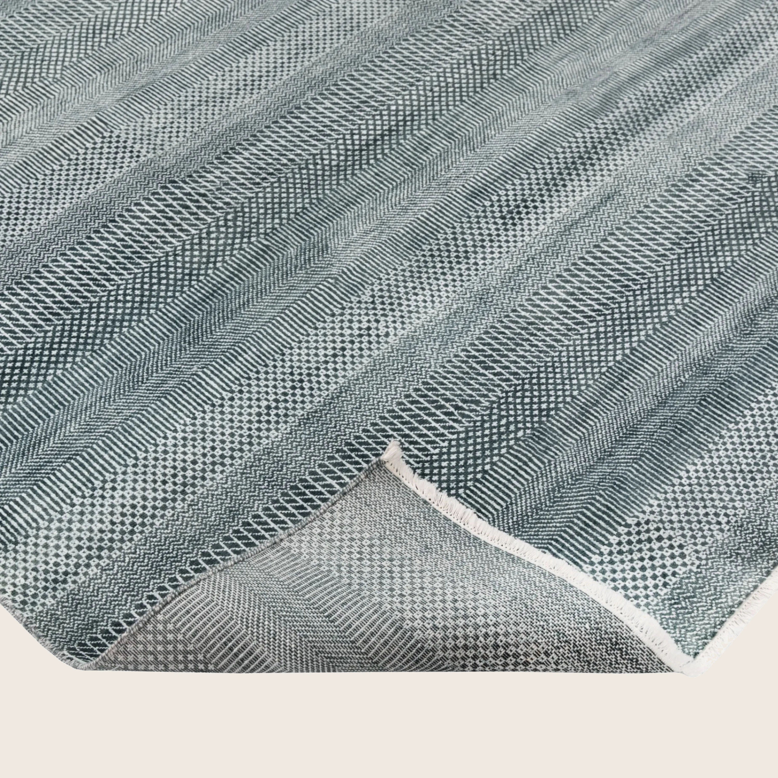 Blau Texturierte Indo Savannah Wolle Kunst Seidenmischung Teppich - 8' x 10'2'