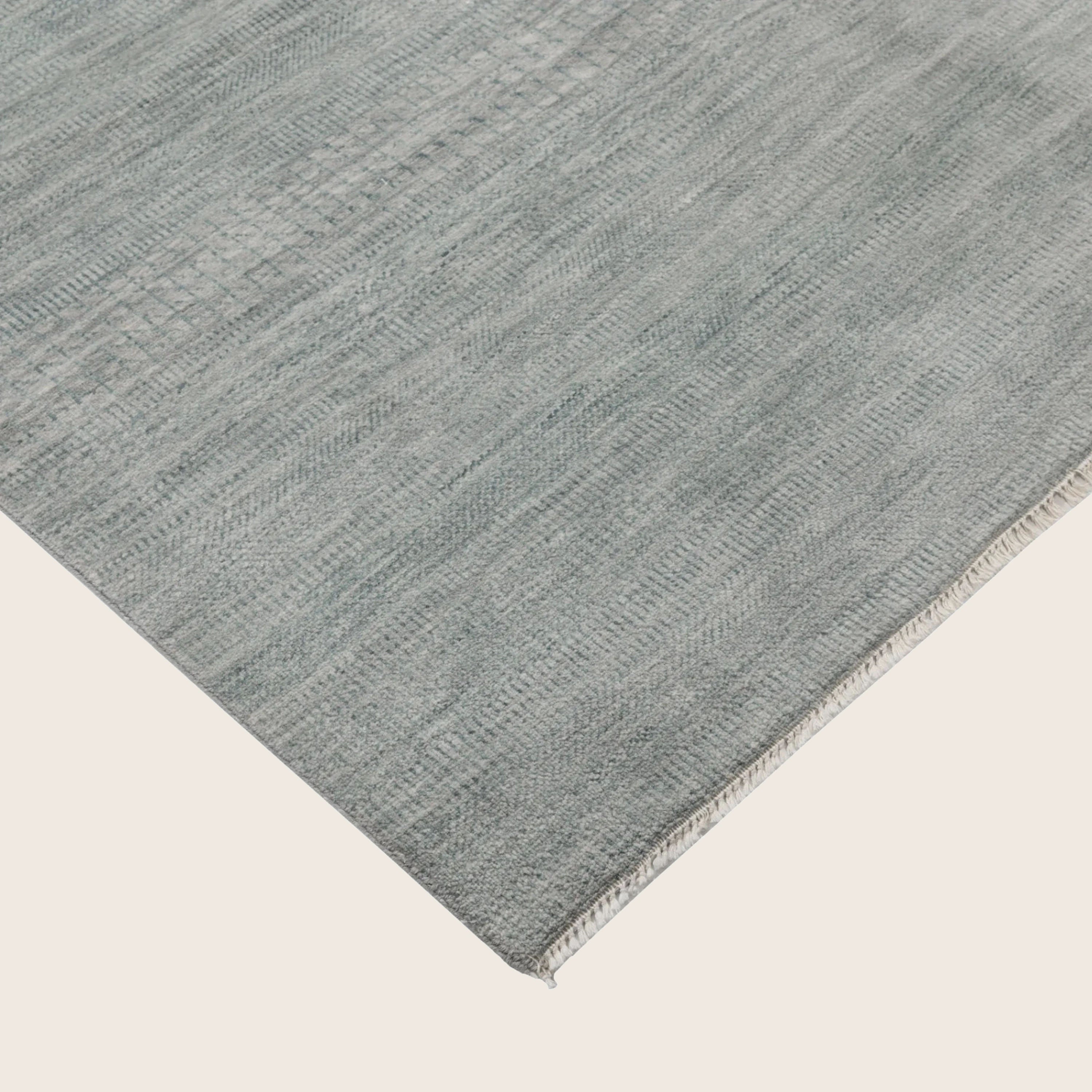 Blaue Übergangs Indo Savannah Wolle Seidenmischung Teppich - 6'1' x 9'2'