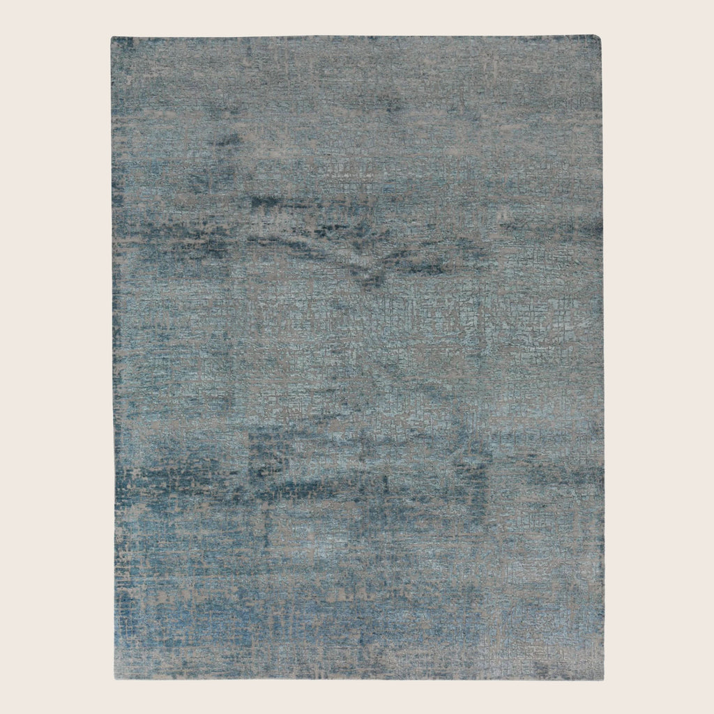Denim Textured Indo Ikat Teppich aus Wolle und Kunstseide - 8'1' x 10'1'