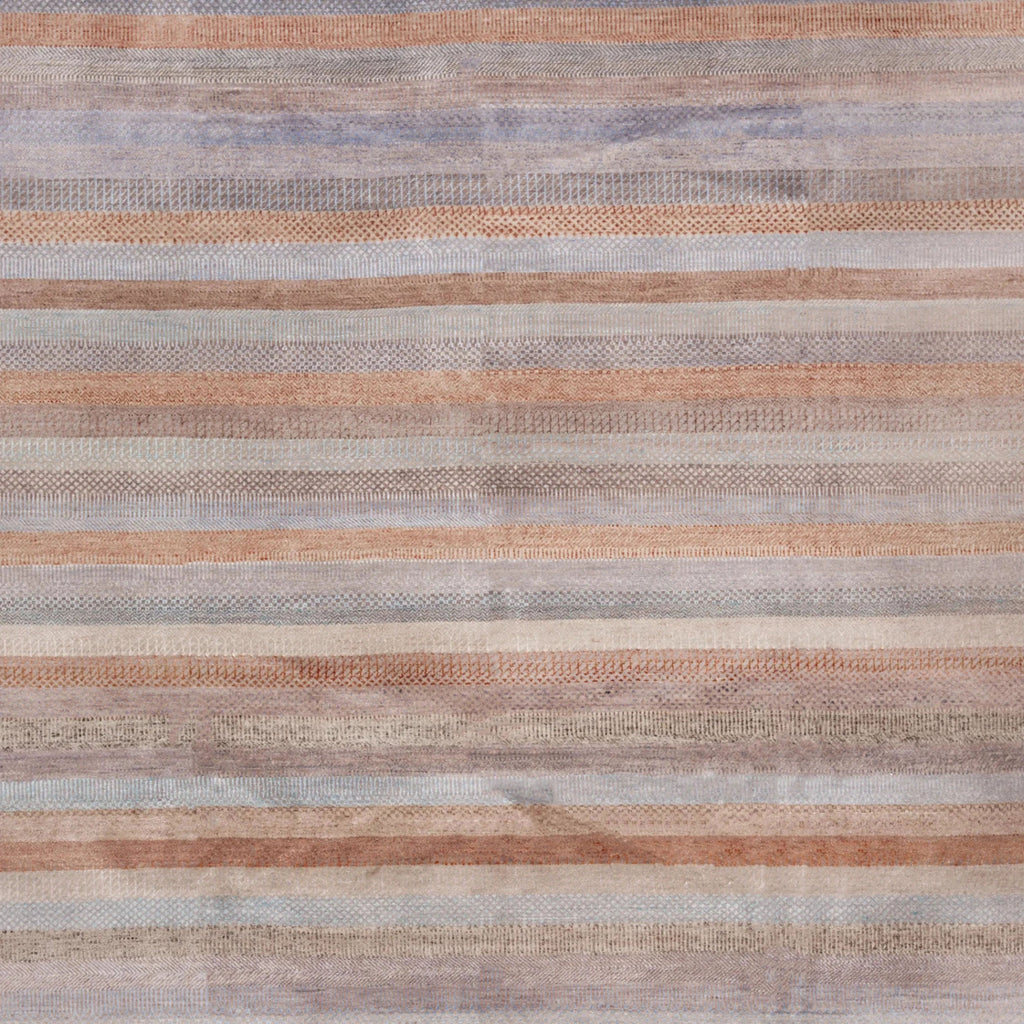 Braun Blau Übergangs Indo Savannah Wolle Seidenmischung Teppich - 8'2' x 10''