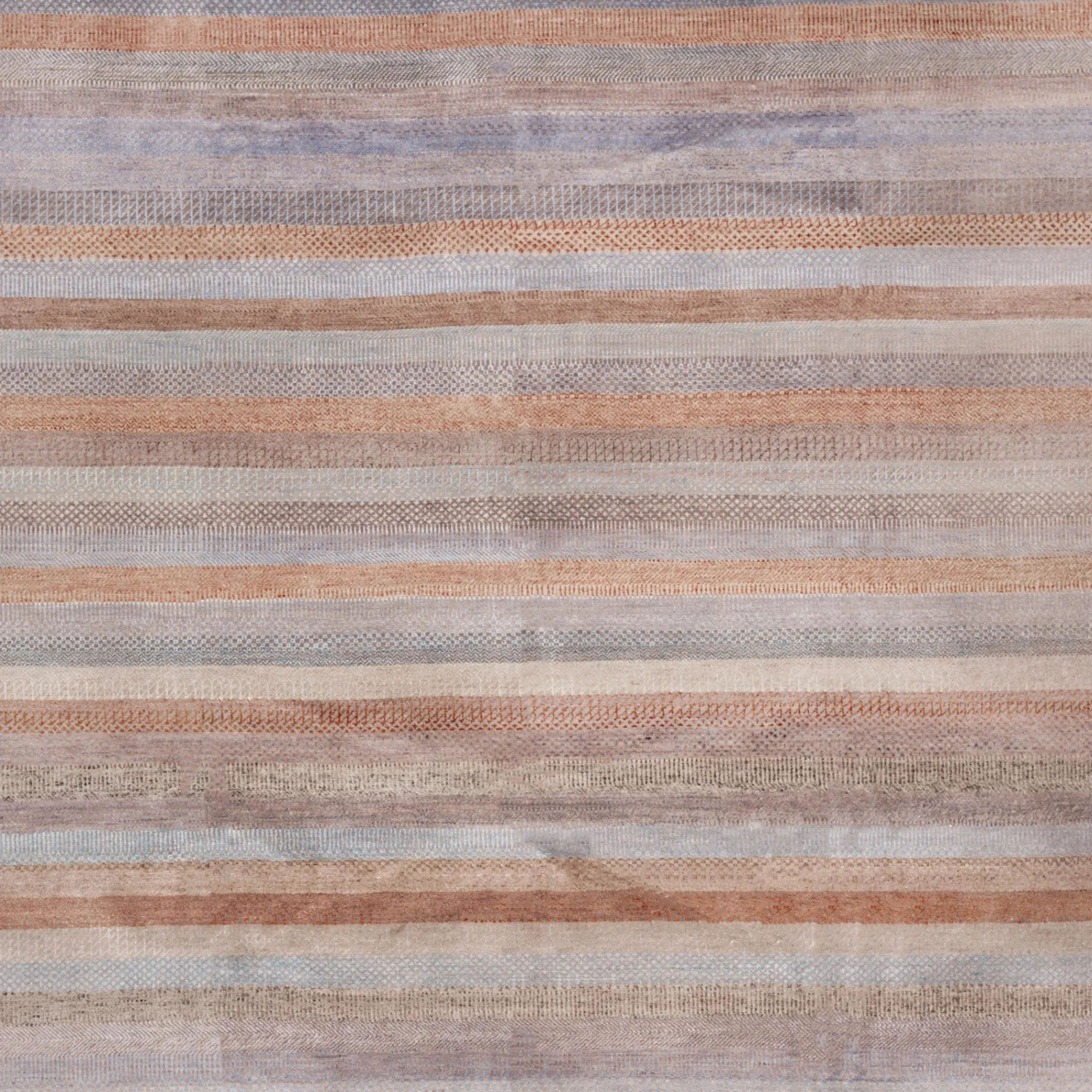 Braun Blau Übergangs Indo Savannah Wolle Seidenmischung Teppich - 8'2' x 10''