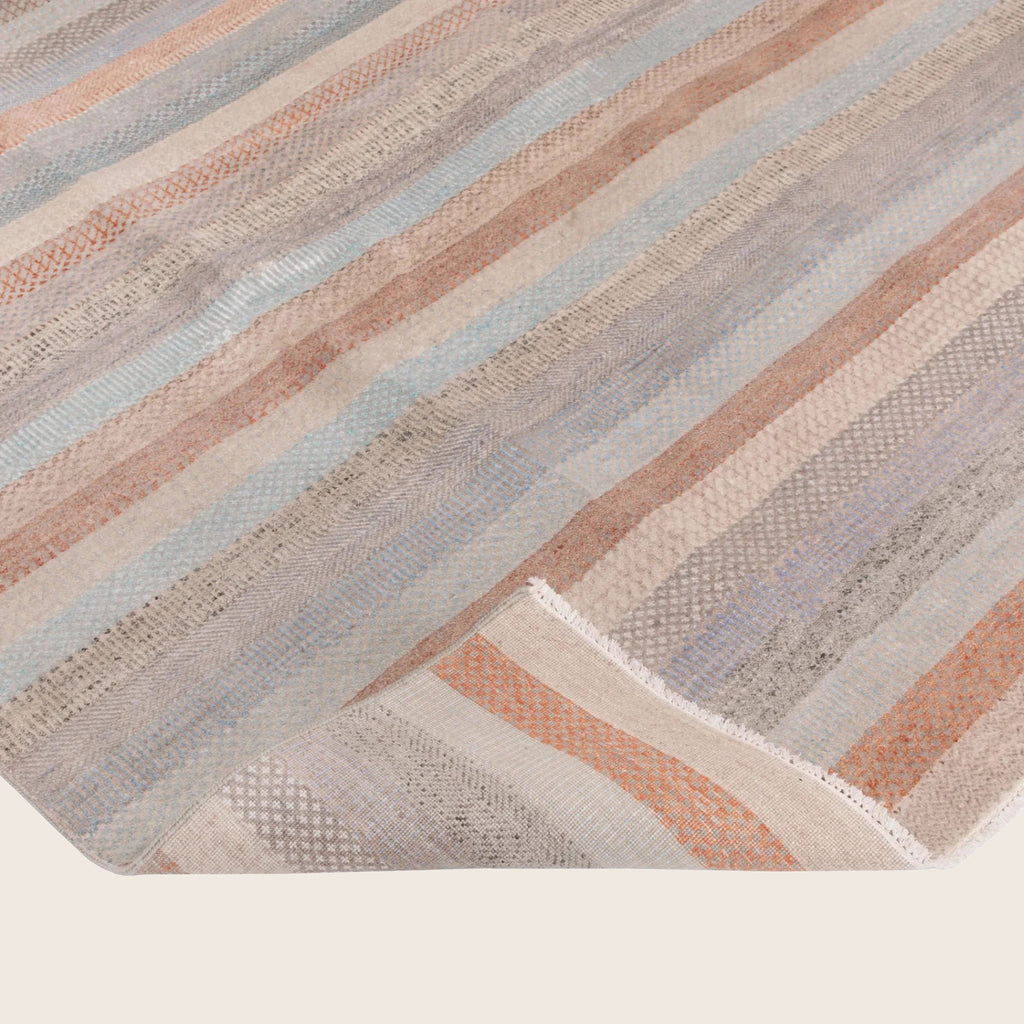 Braun Blau Übergangs Indo Savannah Wolle Seidenmischung Teppich - 8'2' x 10''