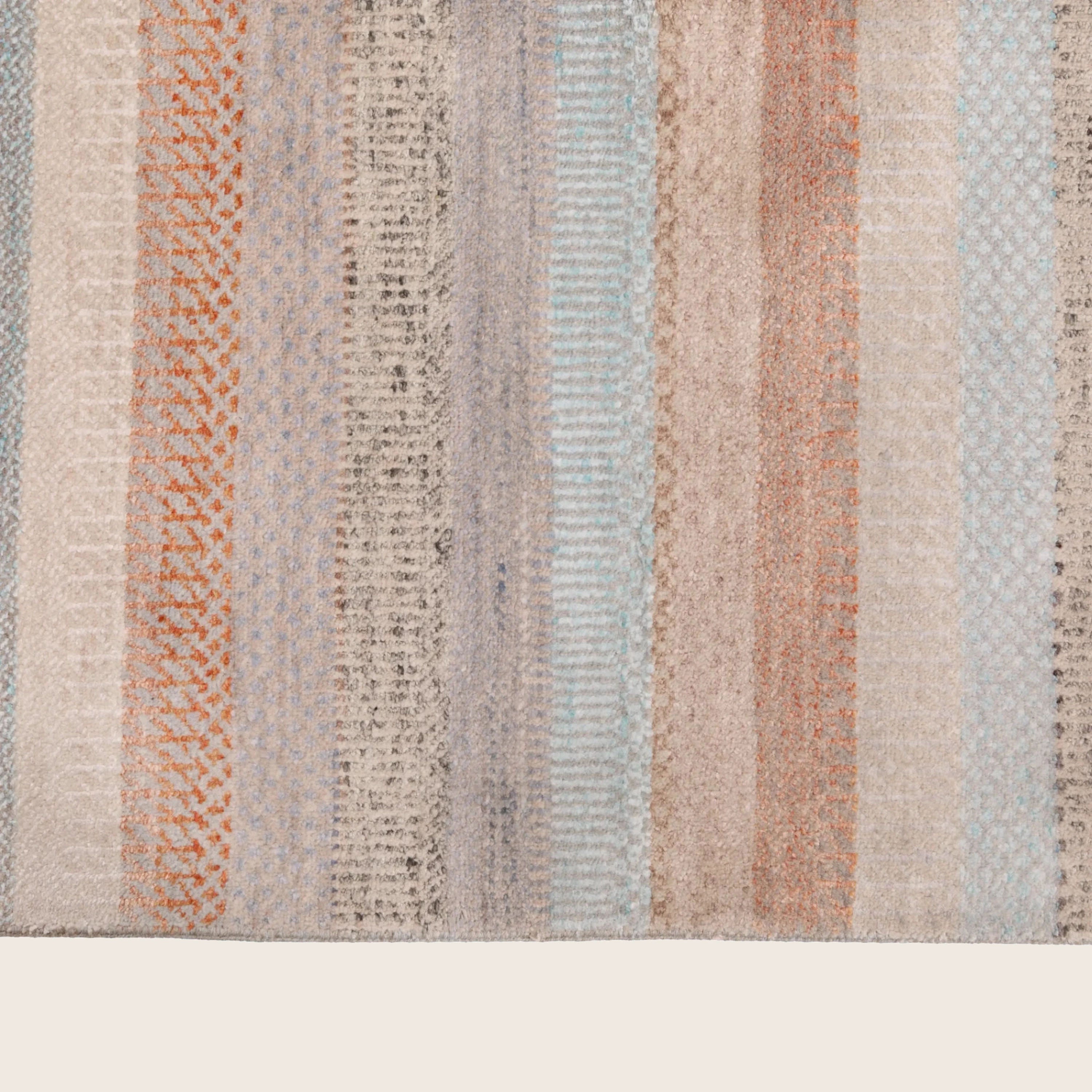 Braun Blau Übergangs Indo Savannah Wolle Seidenmischung Teppich - 8'2' x 10''