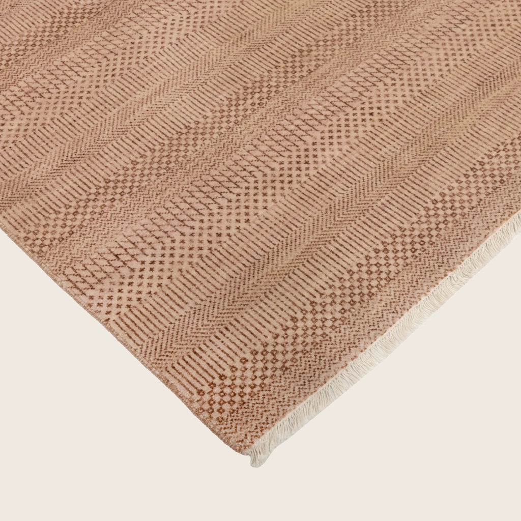 Rosa Übergangs Indo Savannah Teppich aus Wolle und Kunstseide - 8'1' x 10'3'