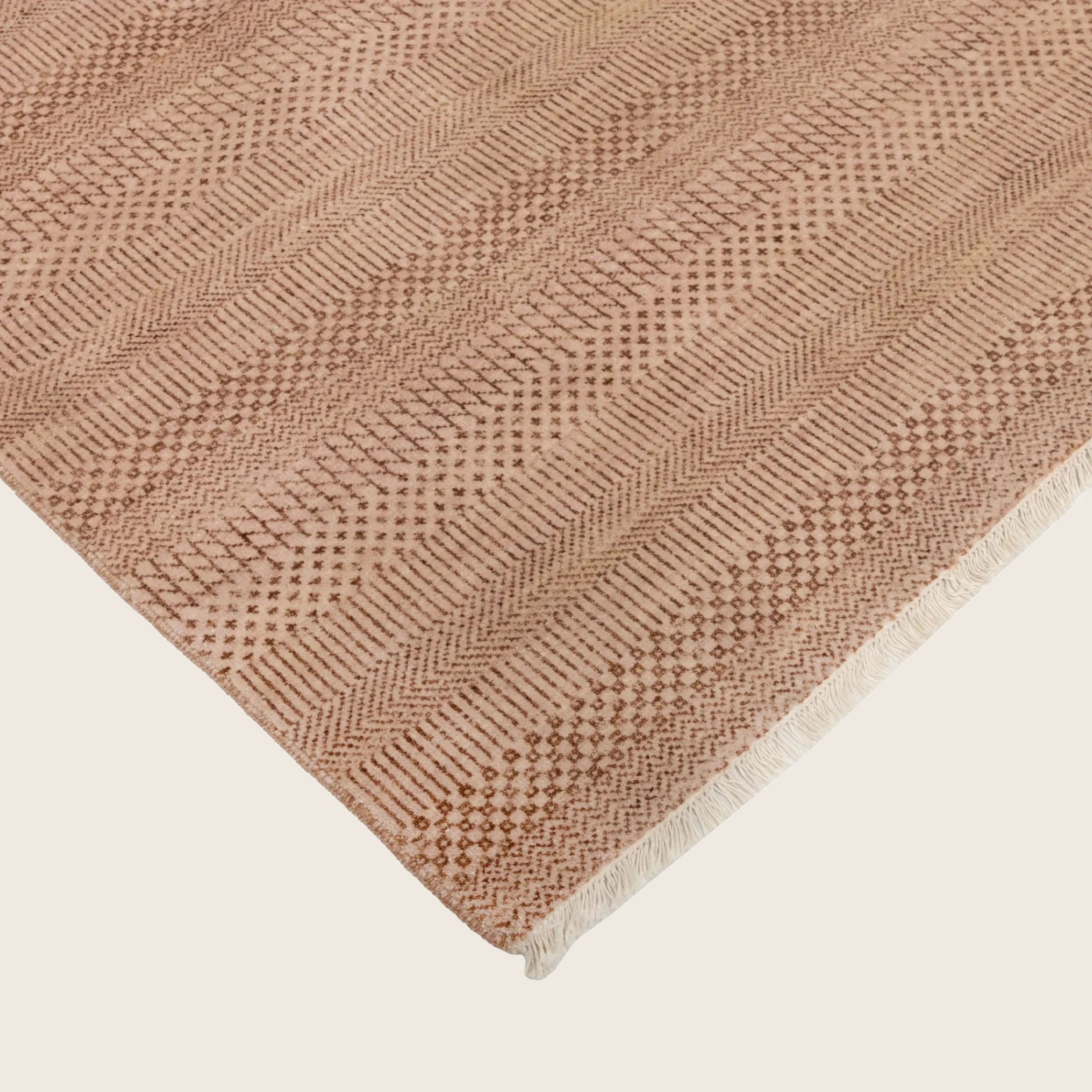Rosa Übergangs Indo Savannah Teppich aus Wolle und Kunstseide - 8'1' x 10'3'