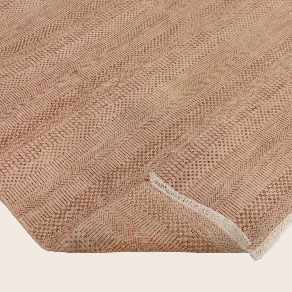 Rosa Übergangs Indo Savannah Teppich aus Wolle und Kunstseide - 8'1' x 10'3'
