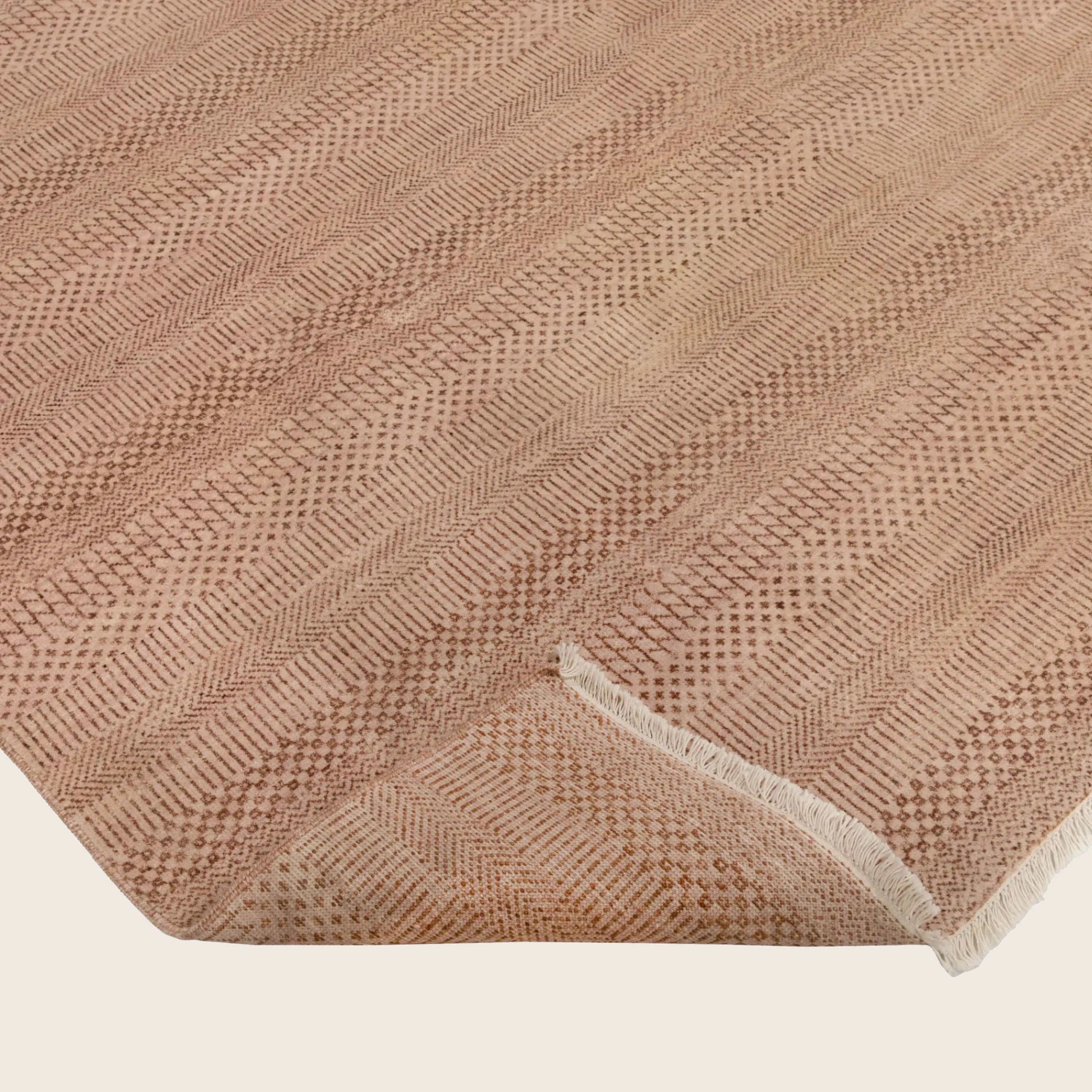 Rosa Übergangs Indo Savannah Teppich aus Wolle und Kunstseide - 8'1' x 10'3'