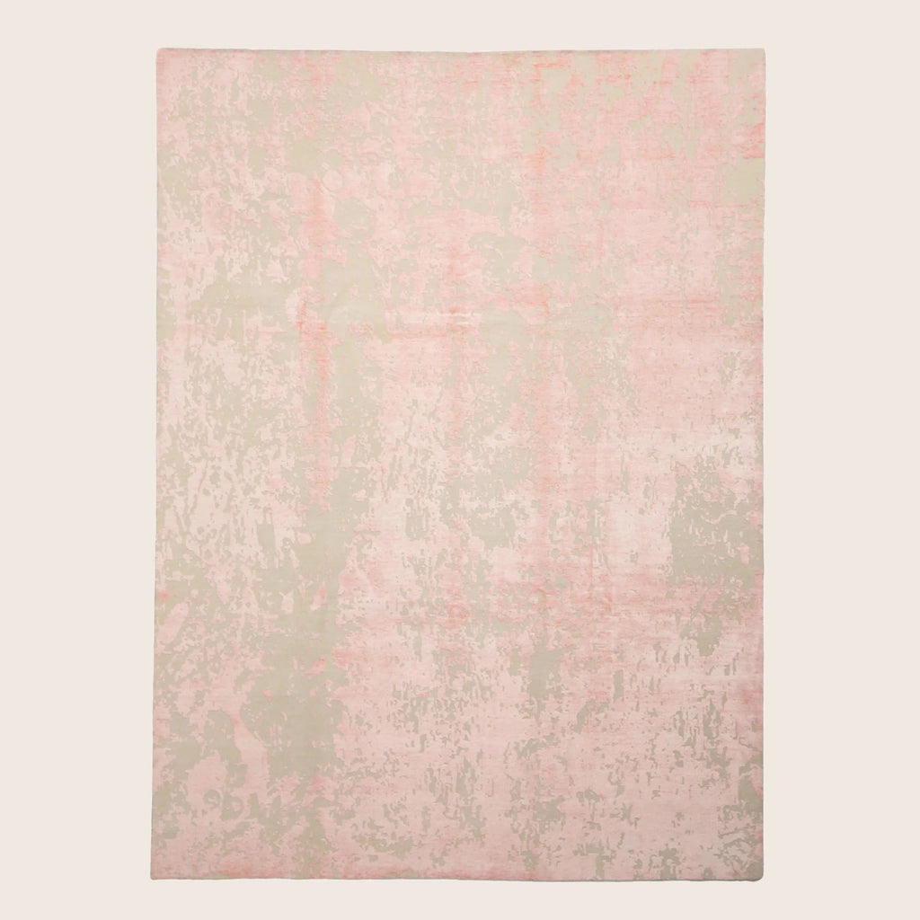 Rosa Contemporary Indo Ikat Teppich aus Wolle und Kunstseide - 8'1 x 12'3'