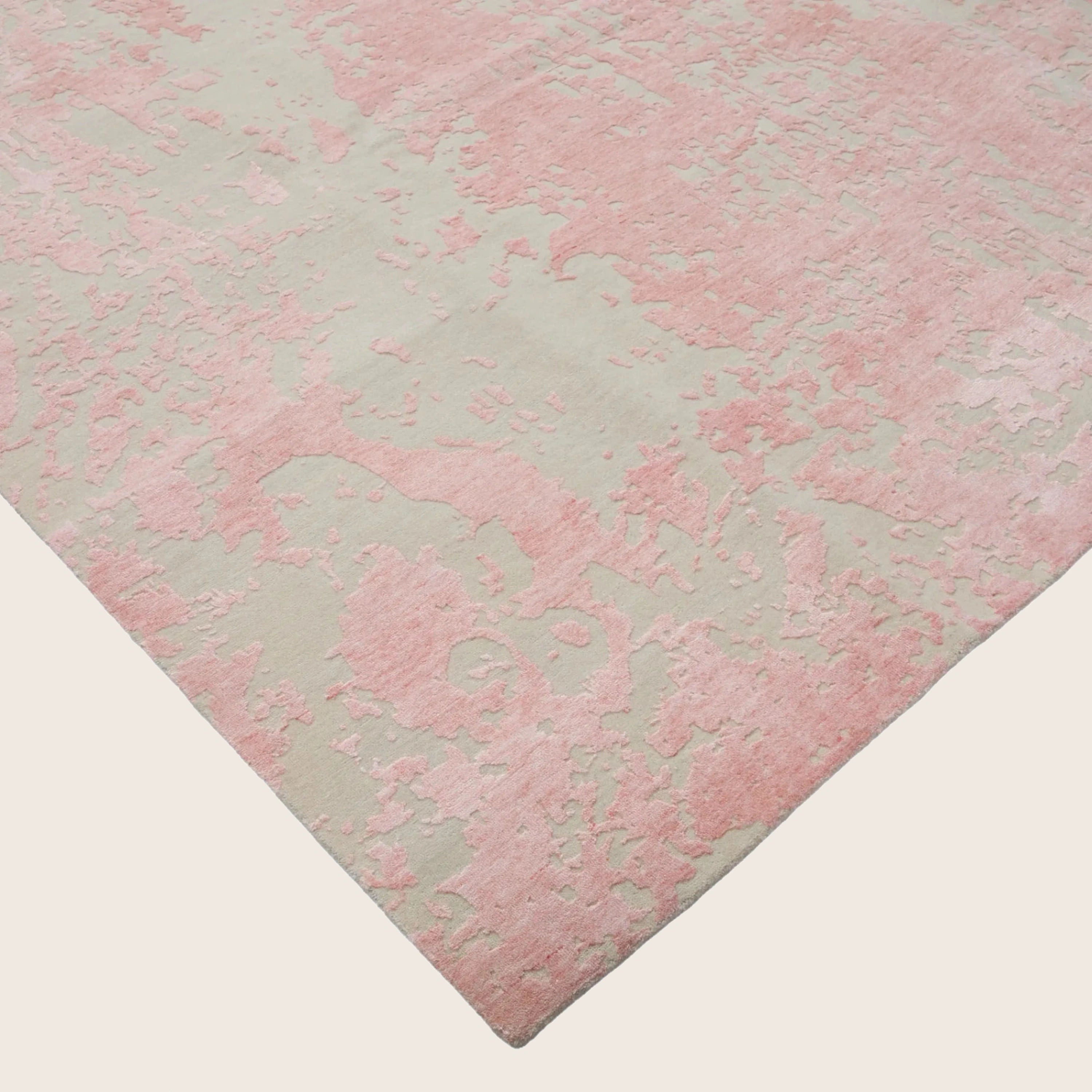 Rosa Contemporary Indo Ikat Teppich aus Wolle und Kunstseide - 8'1 x 12'3'