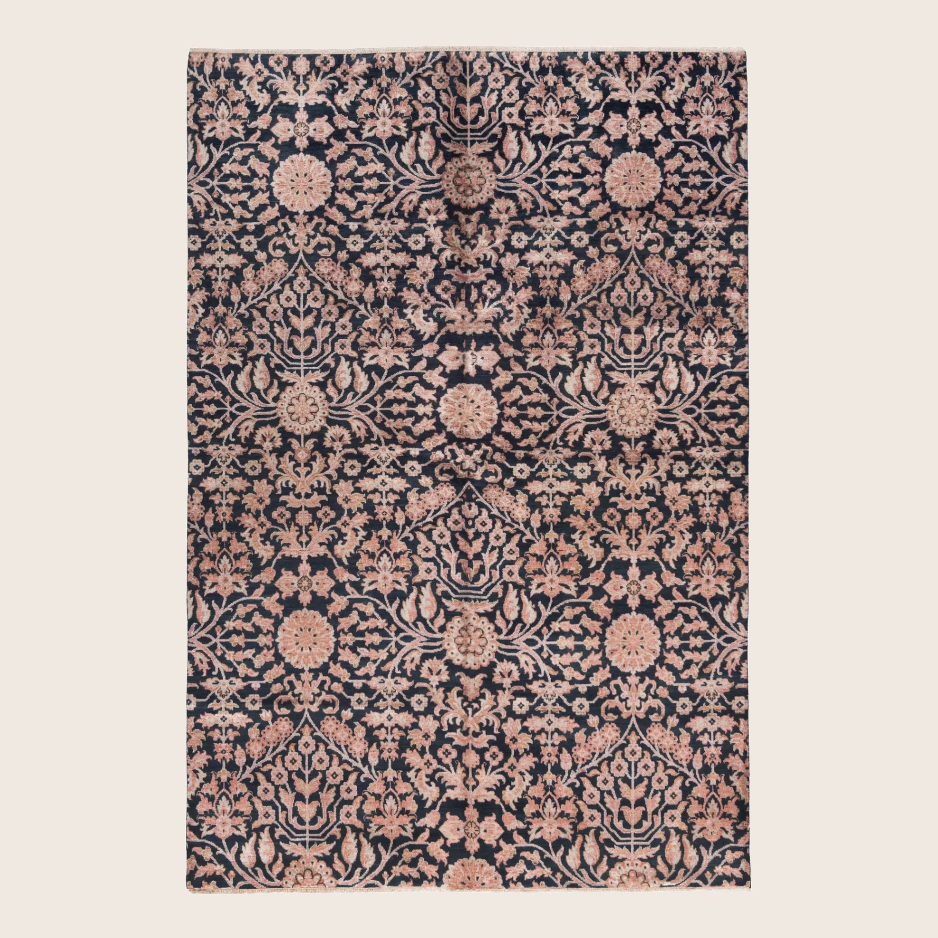 Hellrosa Übergangs Indo Ikat Teppich aus Wolle und Kunstseide - 6' x 8'1