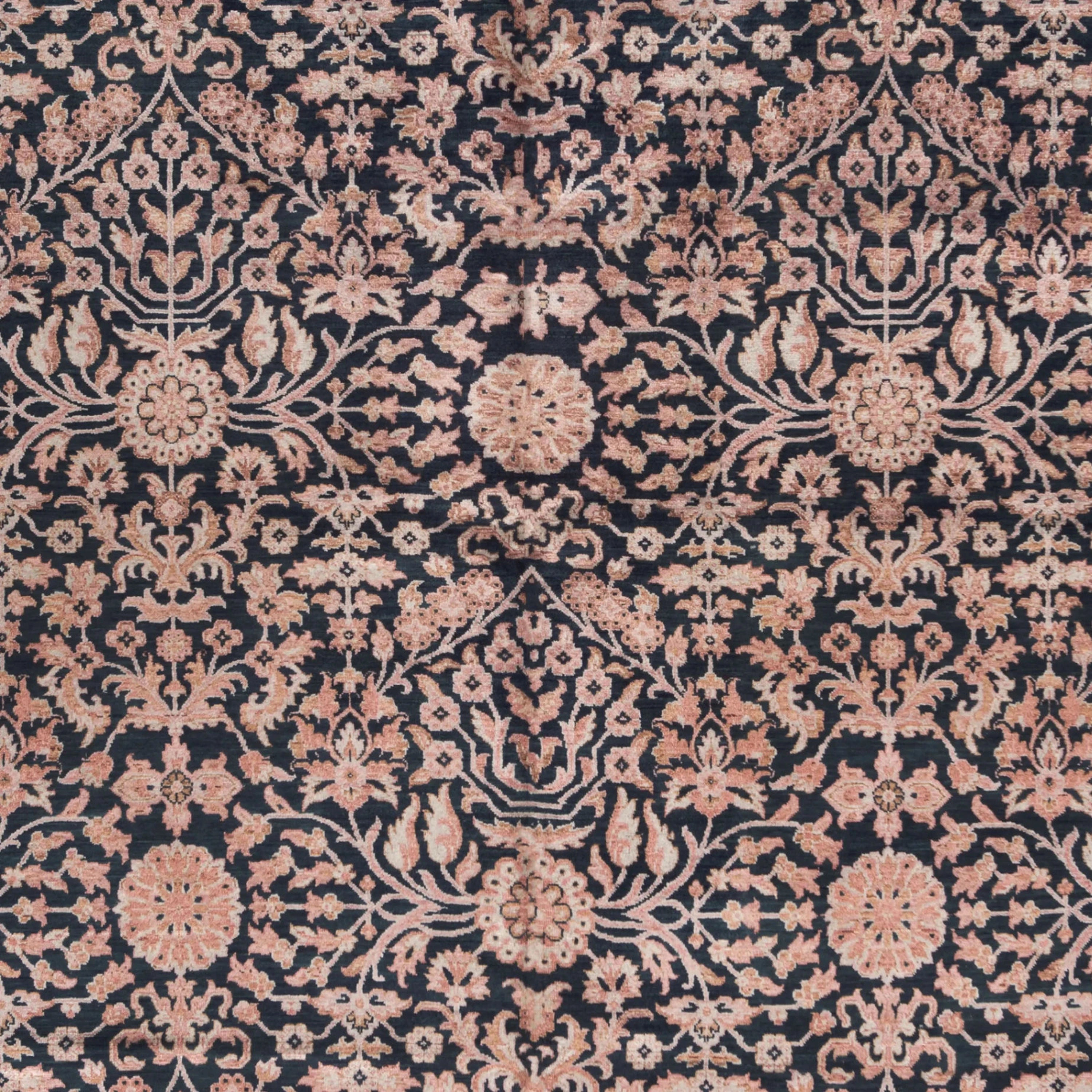 Hellrosa Übergangs Indo Ikat Teppich aus Wolle und Kunstseide - 6' x 8'1