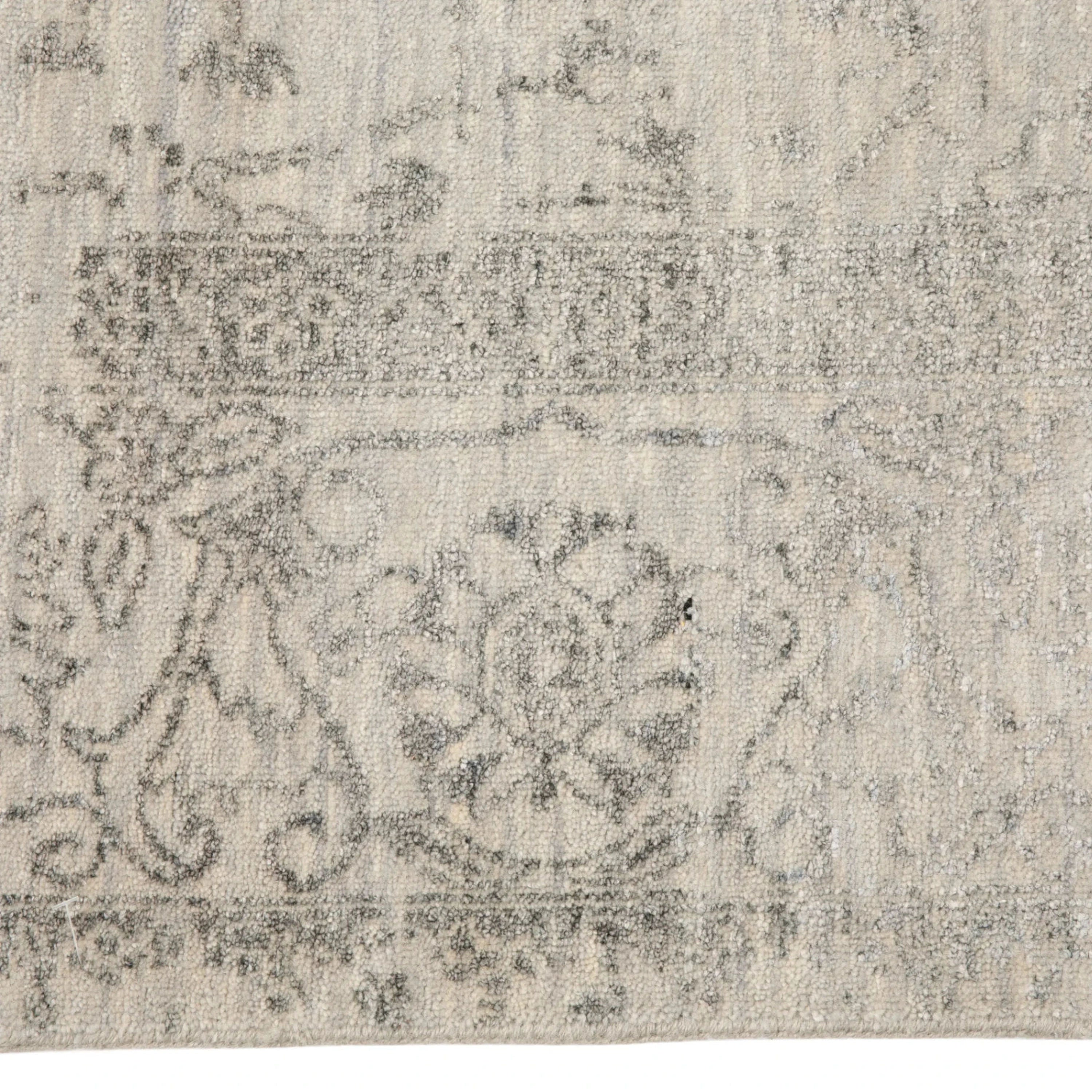 Creme Traditionelle Indo Ikat Wolle Seidenmischung Teppich - 6'1' x 9'3'