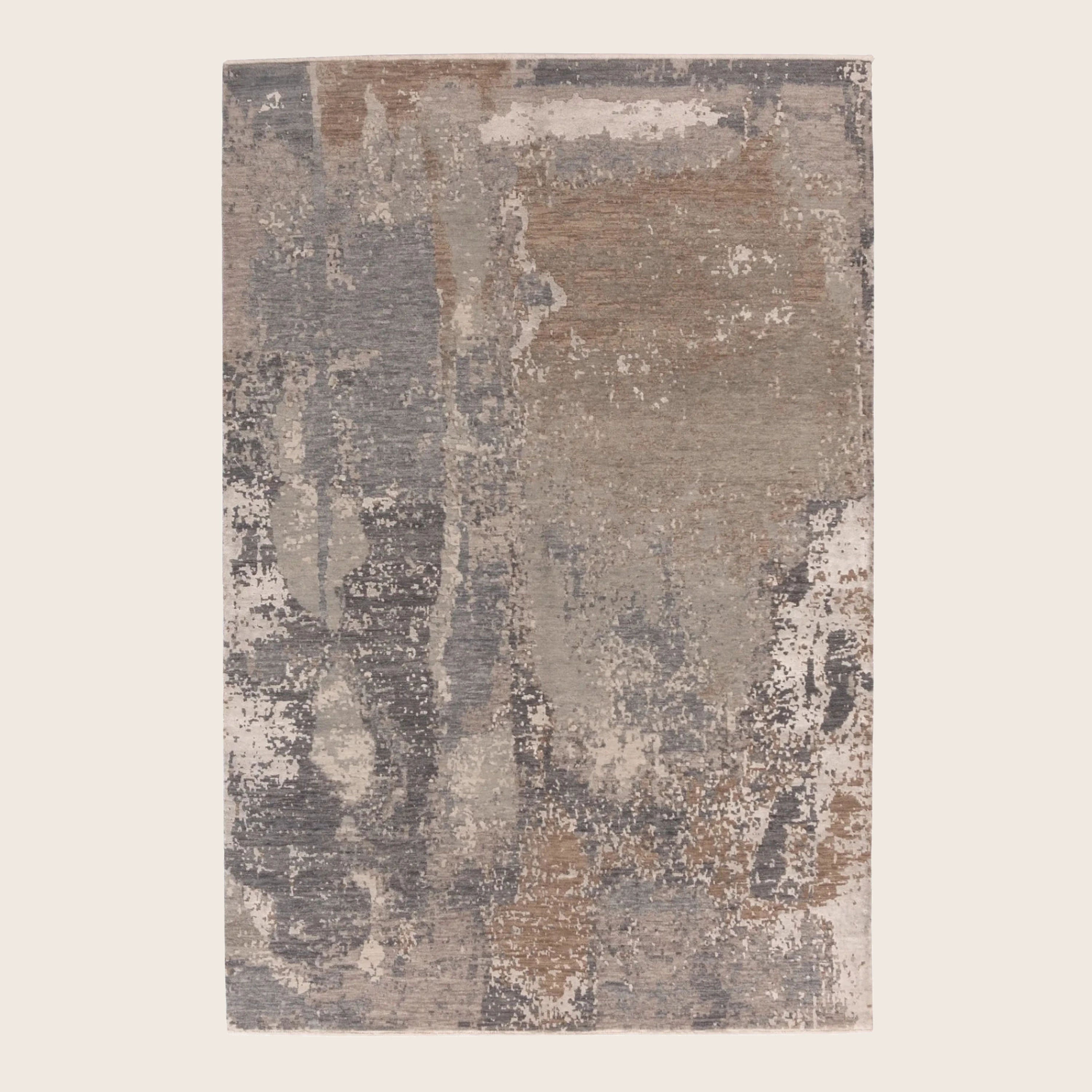 Natural Contemporary Indo Ikat Teppich aus Wolle und Kunstseide - 6'1' x 9'1'