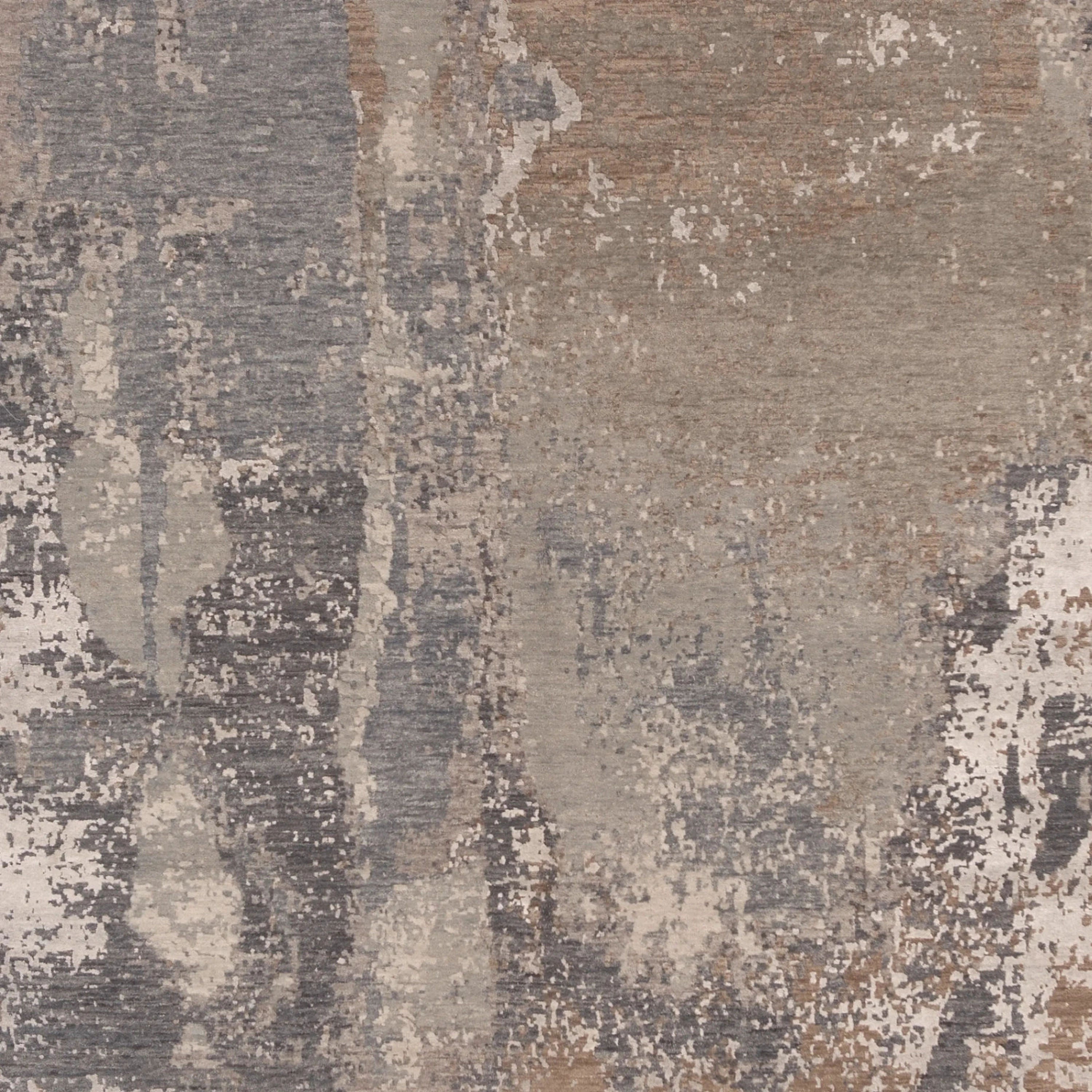 Natural Contemporary Indo Ikat Teppich aus Wolle und Kunstseide - 6'1' x 9'1'