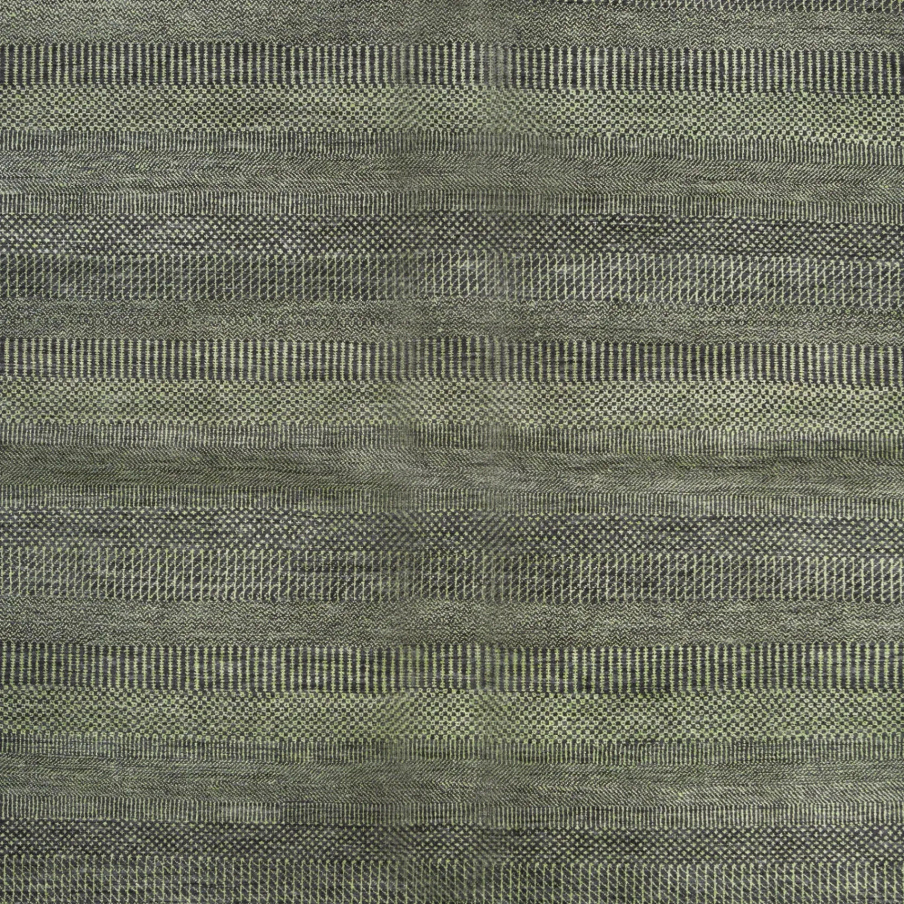 Olivgrün Übergangs Indo Savannah Wolle Kunst Seidenblende Teppich - 6' x 7'1