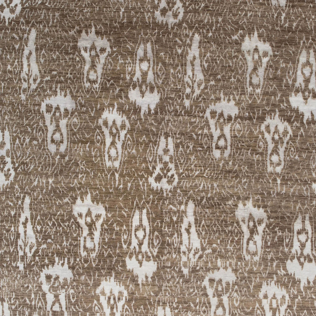 Braun Transitional Indo Ikat Teppich aus Wolle und Kunstseide - 7'1 x 9'1
