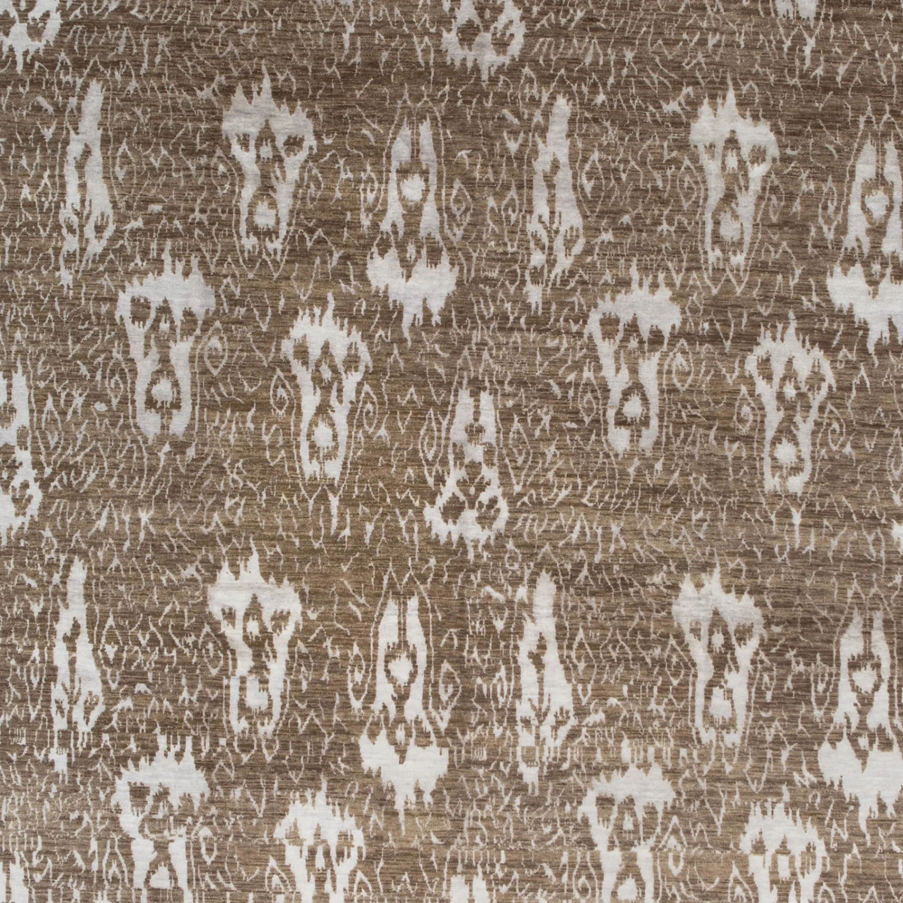 Braun Transitional Indo Ikat Teppich aus Wolle und Kunstseide - 7'1 x 9'1