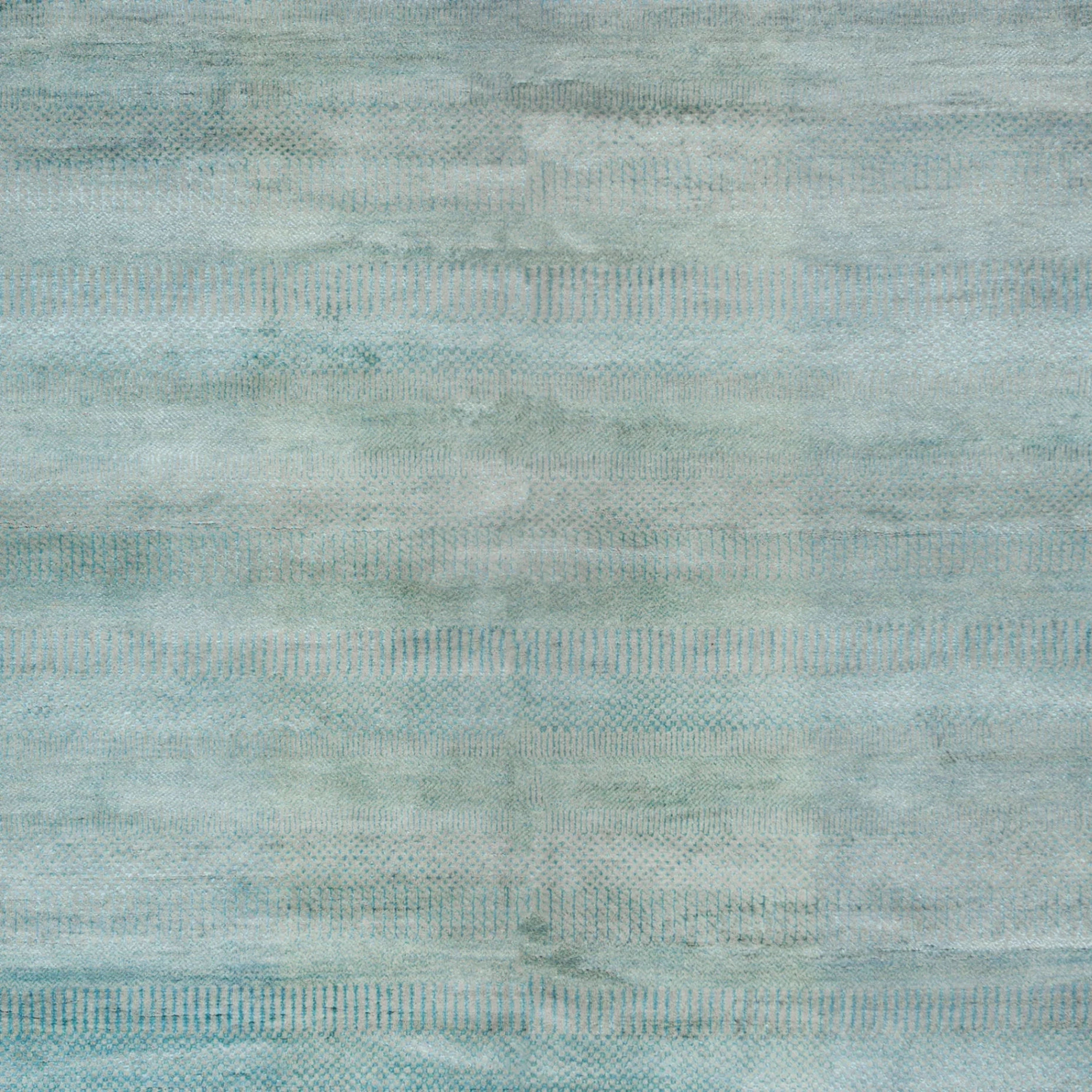 Blaue Übergangs Indo Savannah Wolle Seidenmischung Teppich - 6'1' x 9'1'