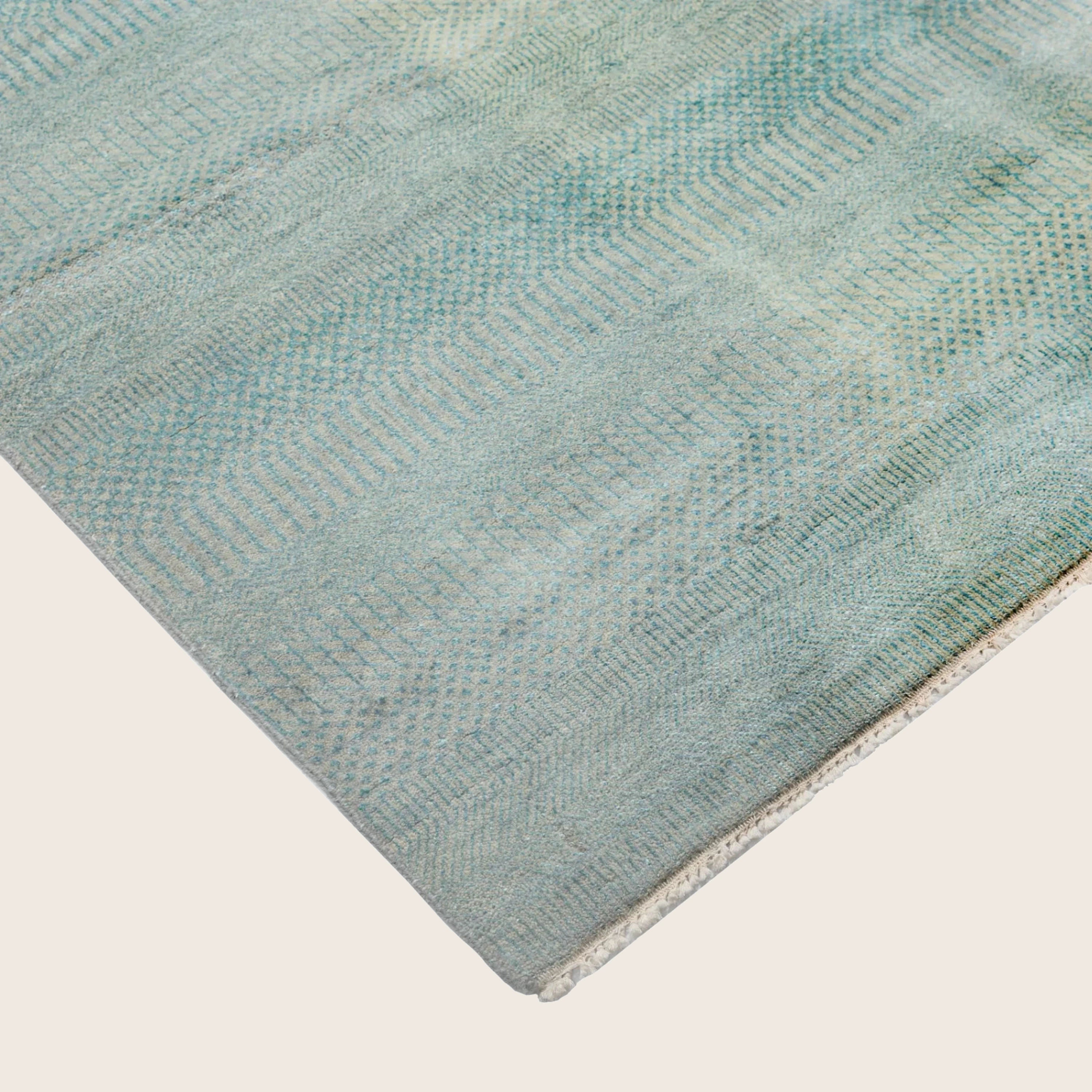 Blaue Übergangs Indo Savannah Wolle Seidenmischung Teppich - 6'1' x 9'1'