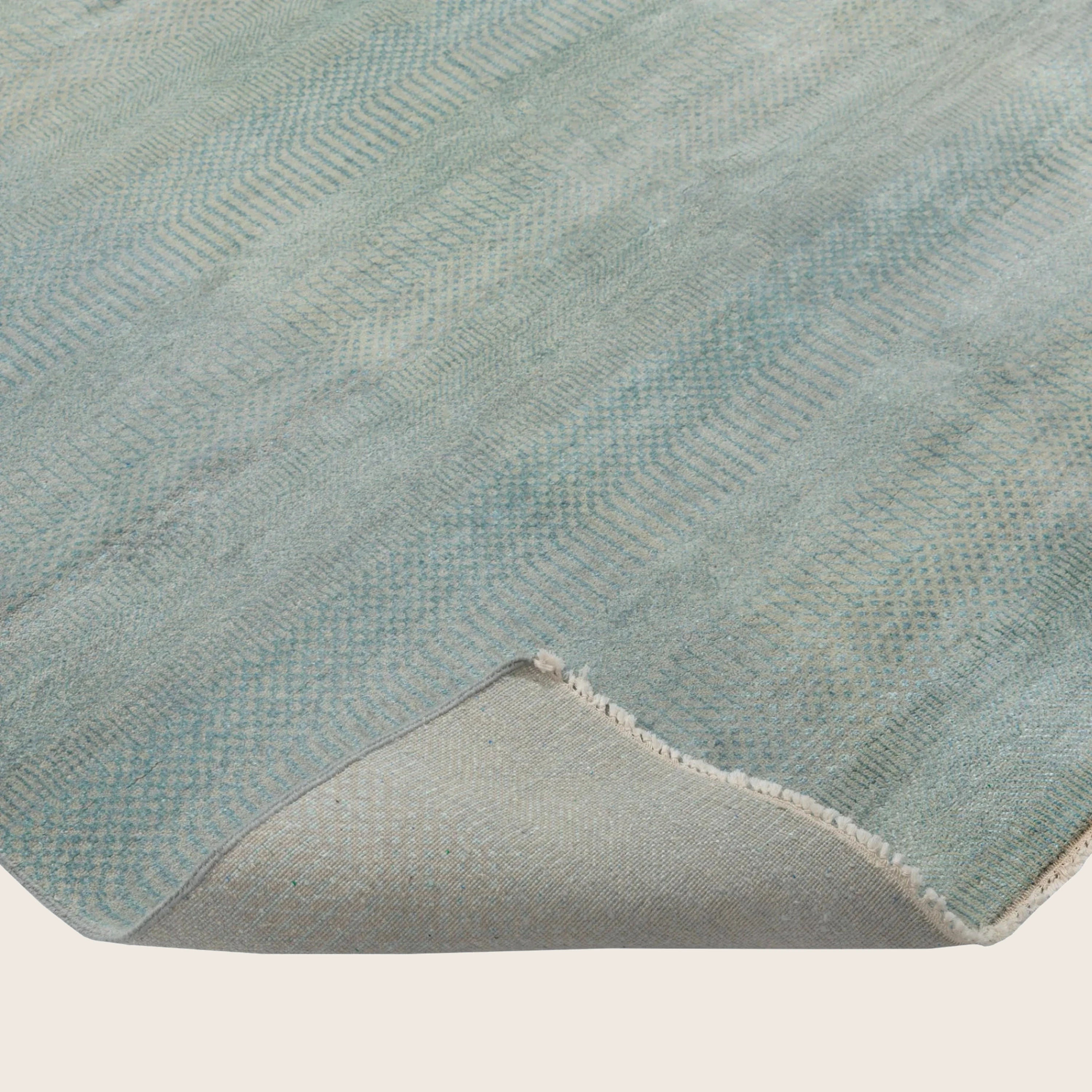 Blaue Übergangs Indo Savannah Wolle Seidenmischung Teppich - 6'1' x 9'1'