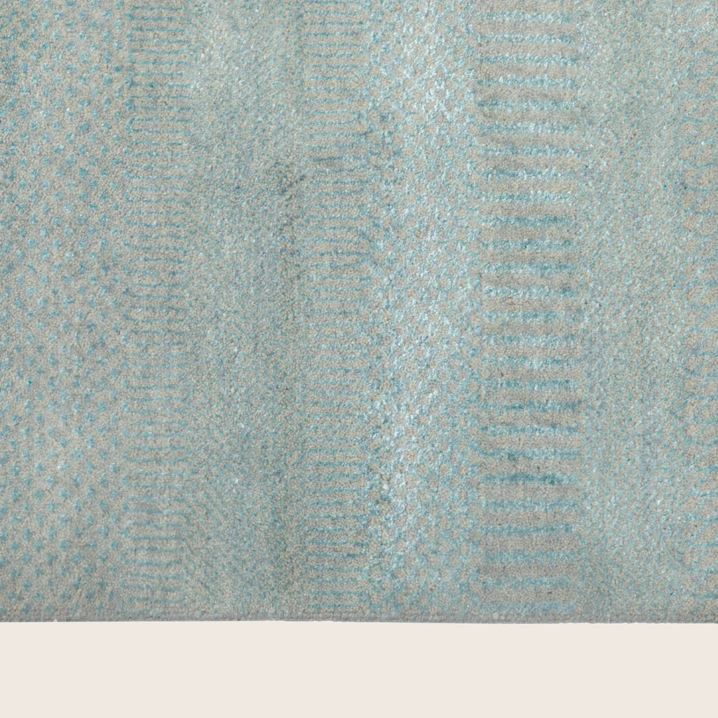 Blaue Übergangs Indo Savannah Wolle Seidenmischung Teppich - 6'1' x 9'1'
