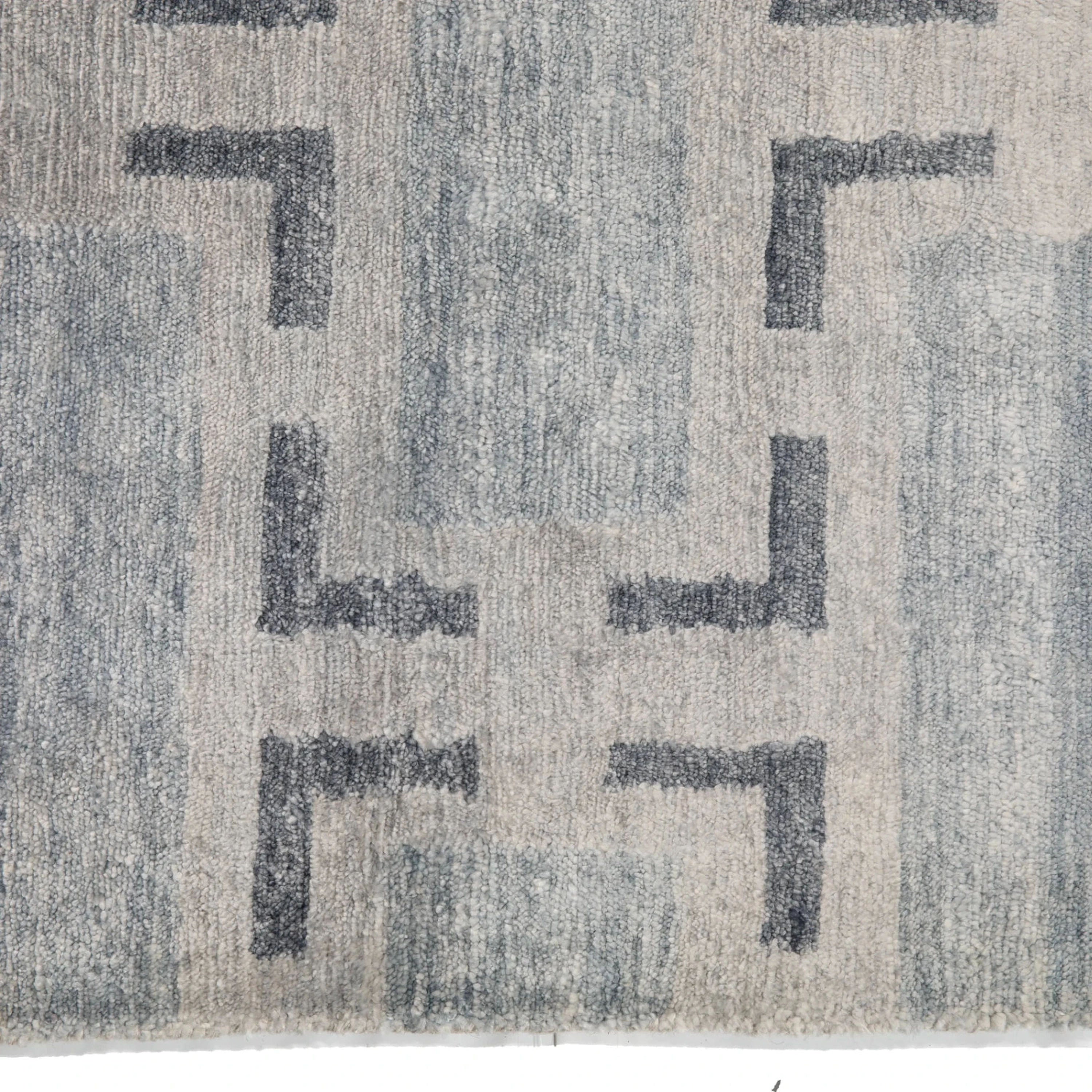 Blaue Übergangs Indo Modern Teppich aus Wolle und Kunstseide - 8' x 10'3'