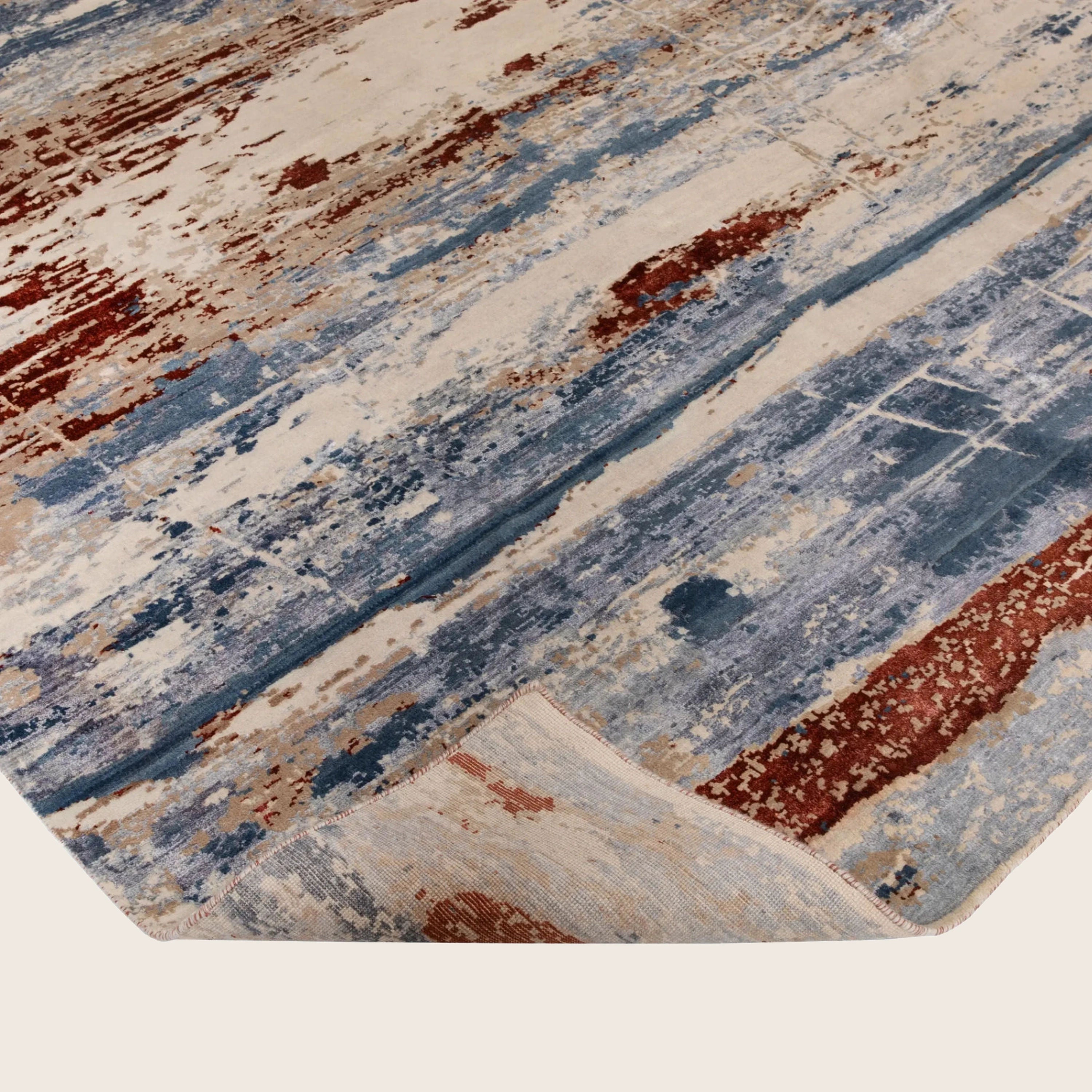 Mehrfarbiger zeitgenössischer Indo Ikat Teppich aus Wolle und Kunstseide - 8'2' x 10'