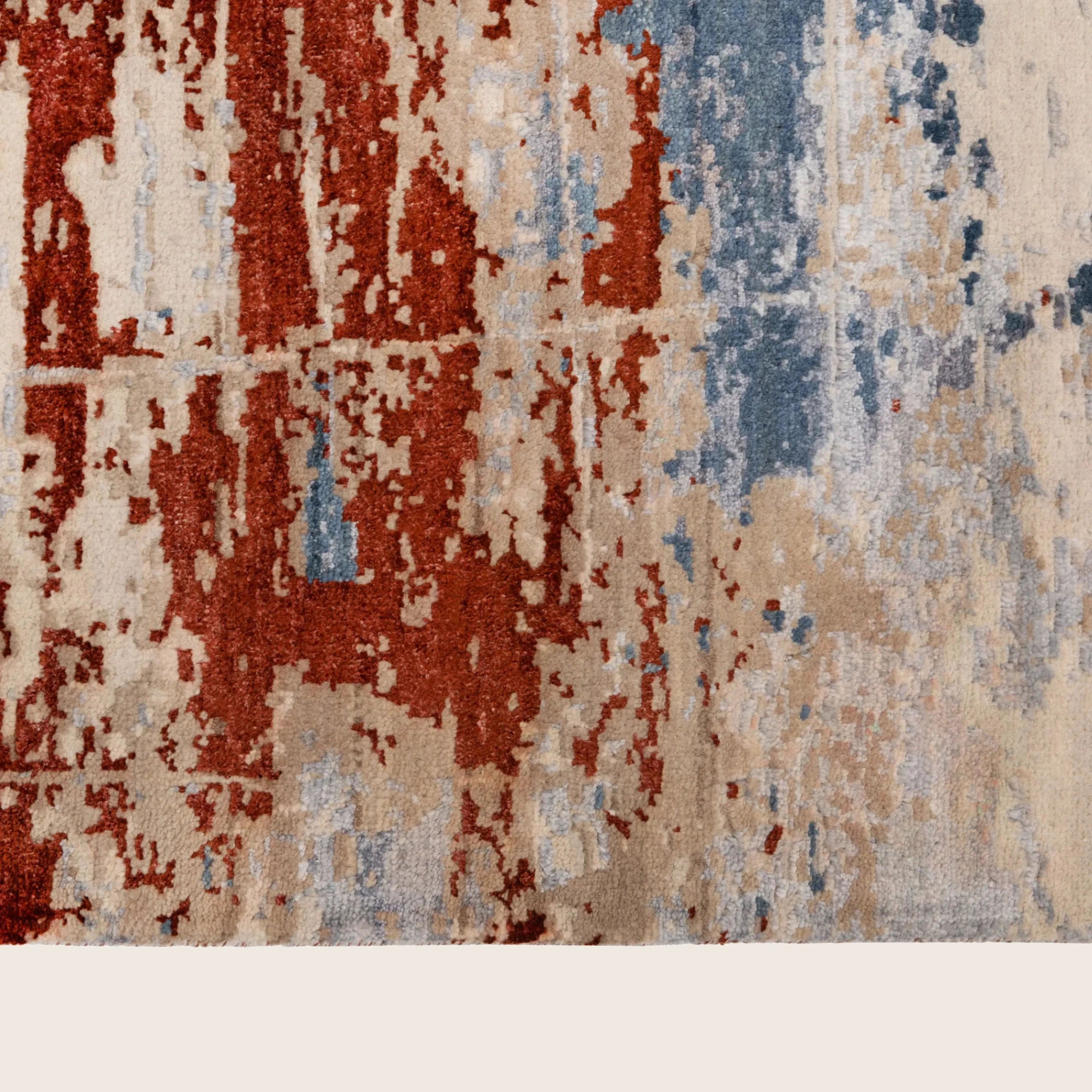 Mehrfarbiger zeitgenössischer Indo Ikat Teppich aus Wolle und Kunstseide - 8'2' x 10'