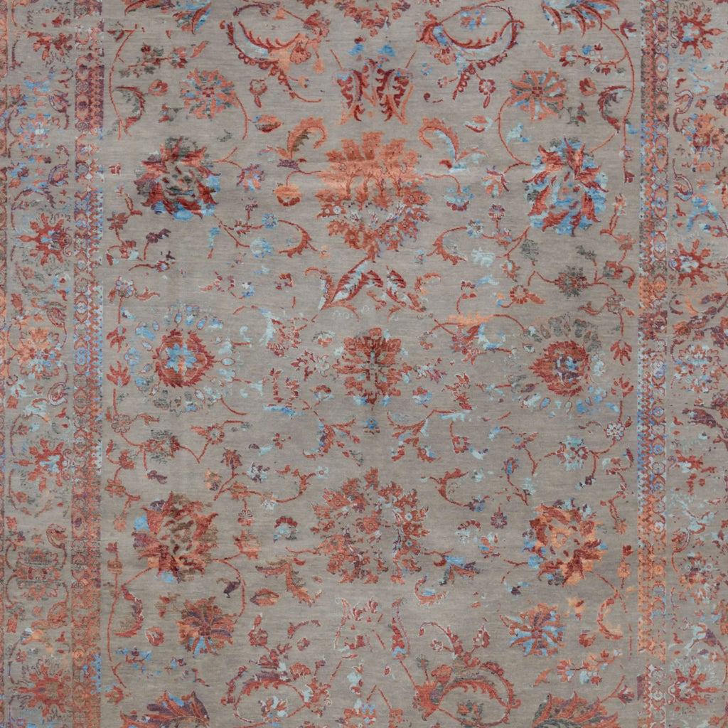 Mehrfarbiger traditioneller Indo Ikat Wolle Seidenmischung Teppich - 8'1' x 9'1