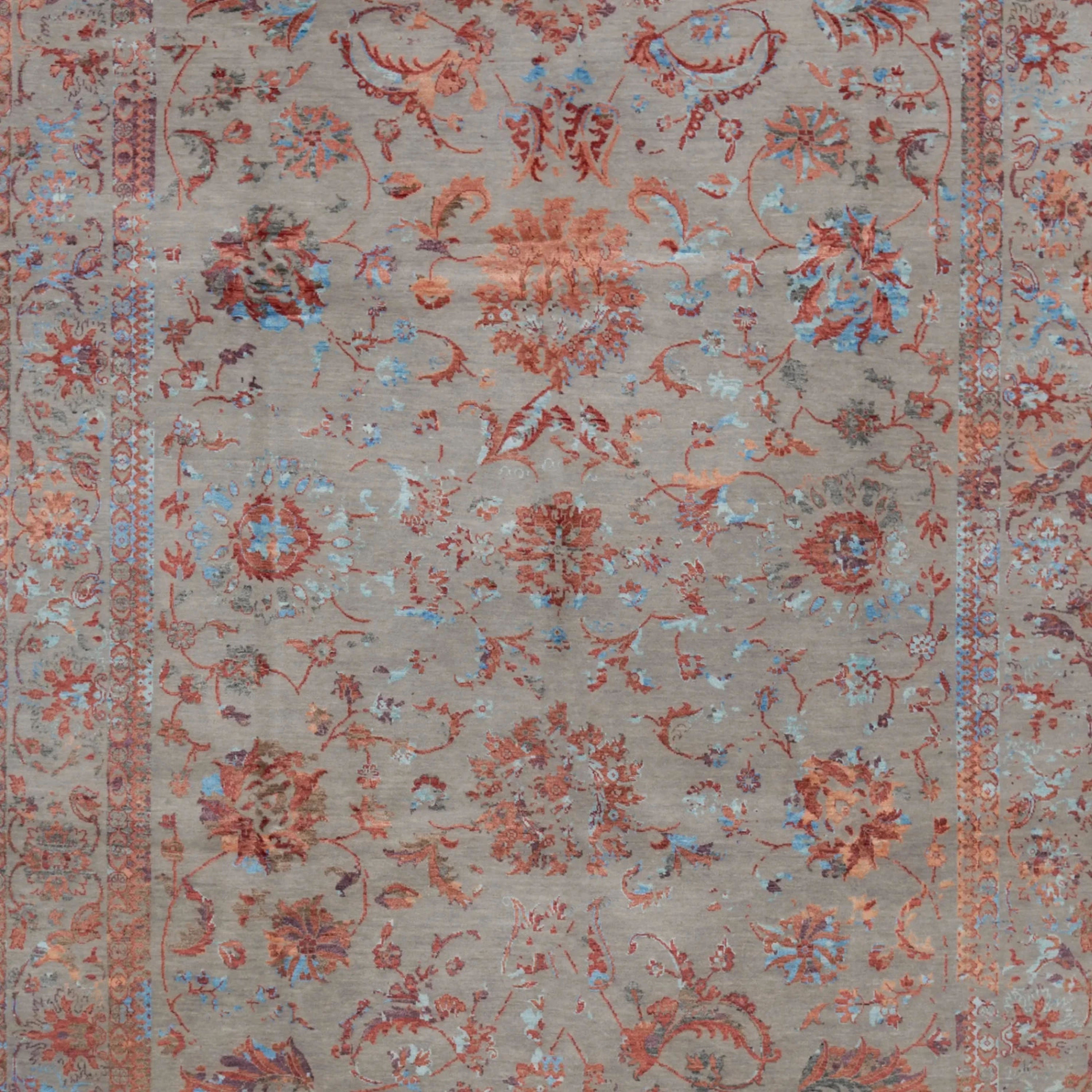 Mehrfarbiger traditioneller Indo Ikat Wolle Seidenmischung Teppich - 8'1' x 9'1