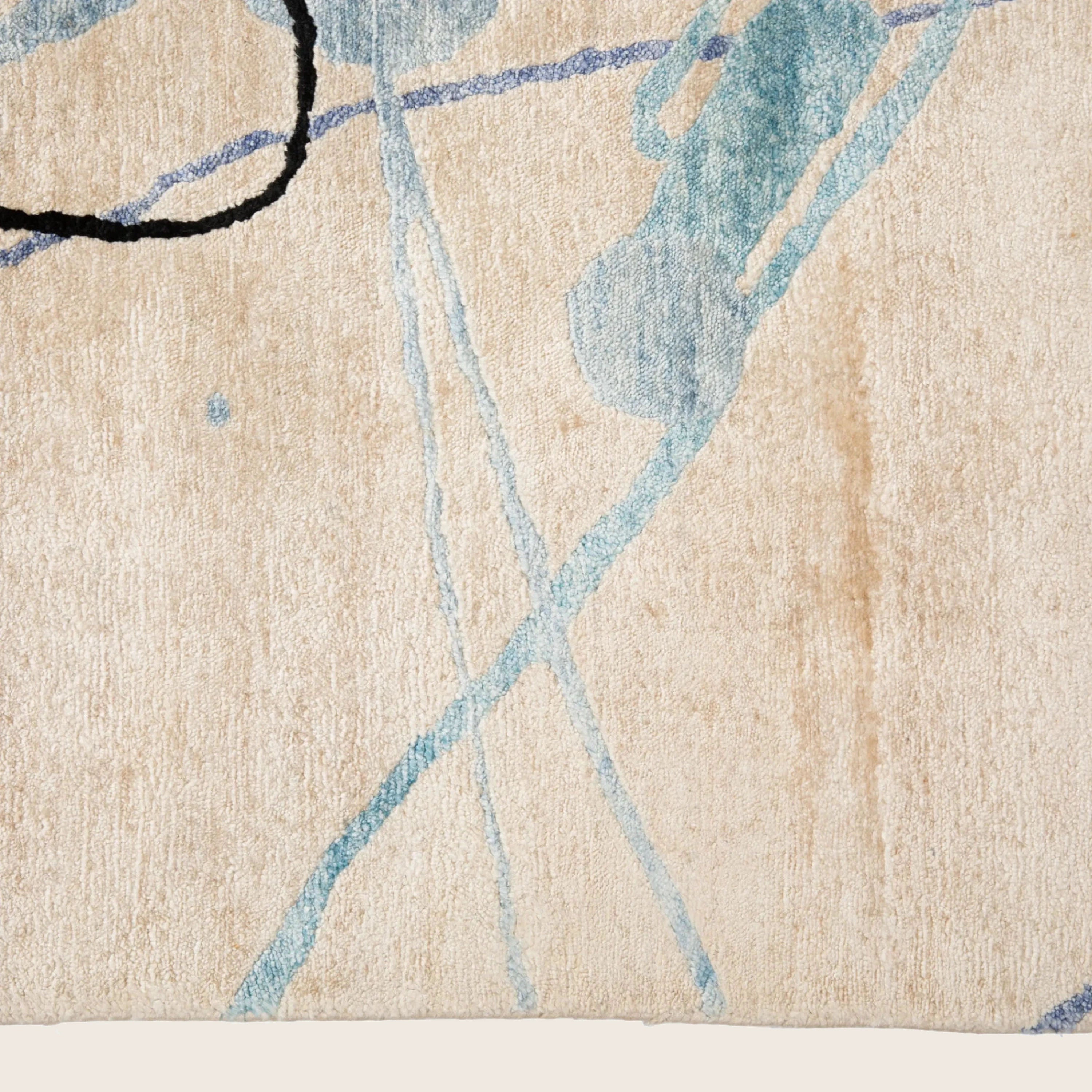 Mehrfarbiger zeitgenössischer Indo Modern Teppich aus Wolle und Kunstseide - 9'1' x 11'1