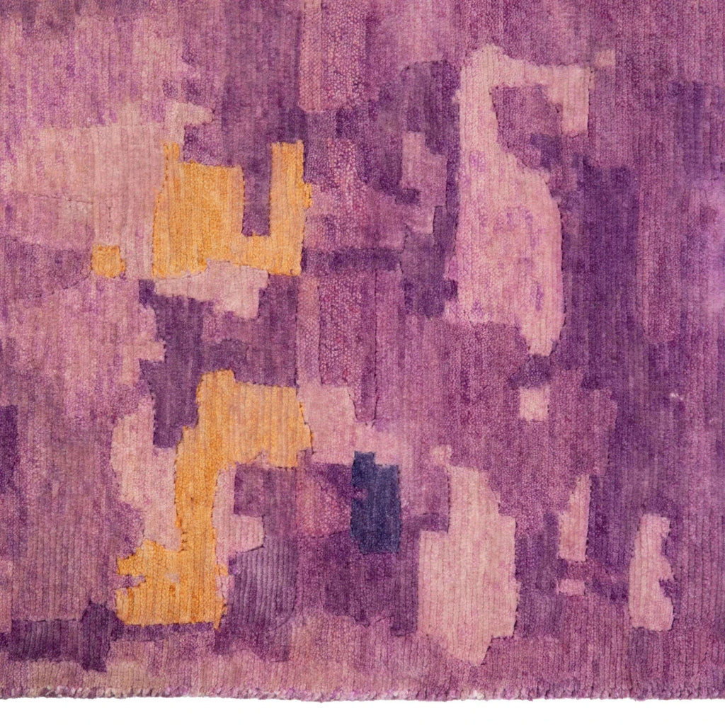 Purple Orange Contemporary Indo Tibetan Wool Rug - 9' x 12'2'