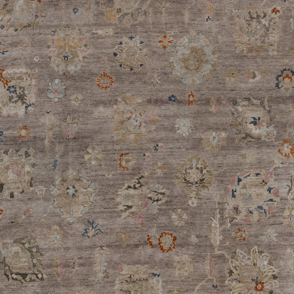 Braungrau Traditioneller Indo Ikat Wool Teppich - 8'2' x 10'1''