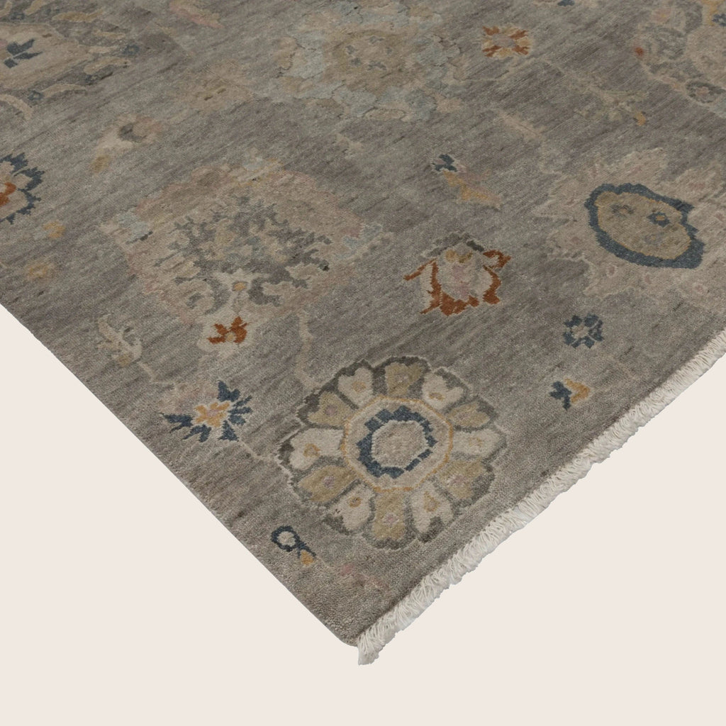 Braungrau Traditioneller Indo Ikat Wool Teppich - 8'2' x 10'1''