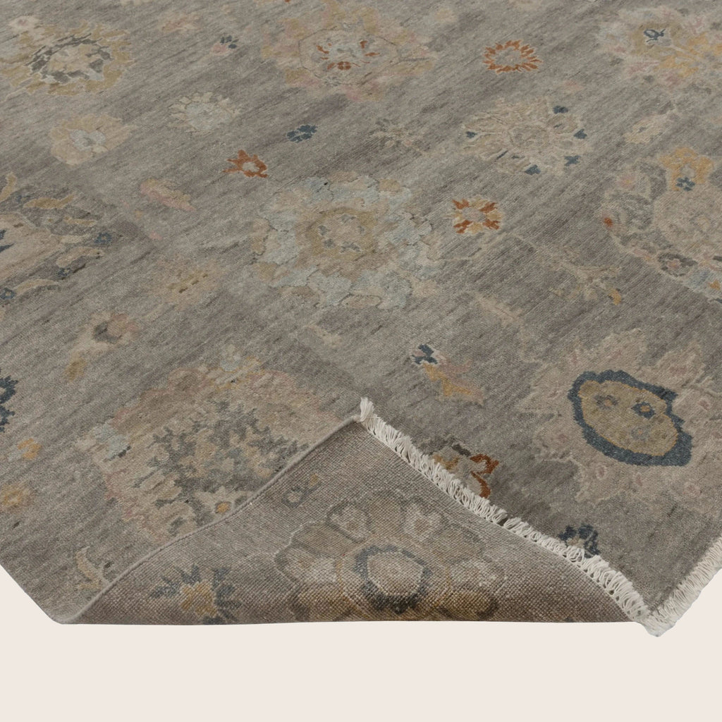 Braungrau Traditioneller Indo Ikat Wool Teppich - 8'2' x 10'1''