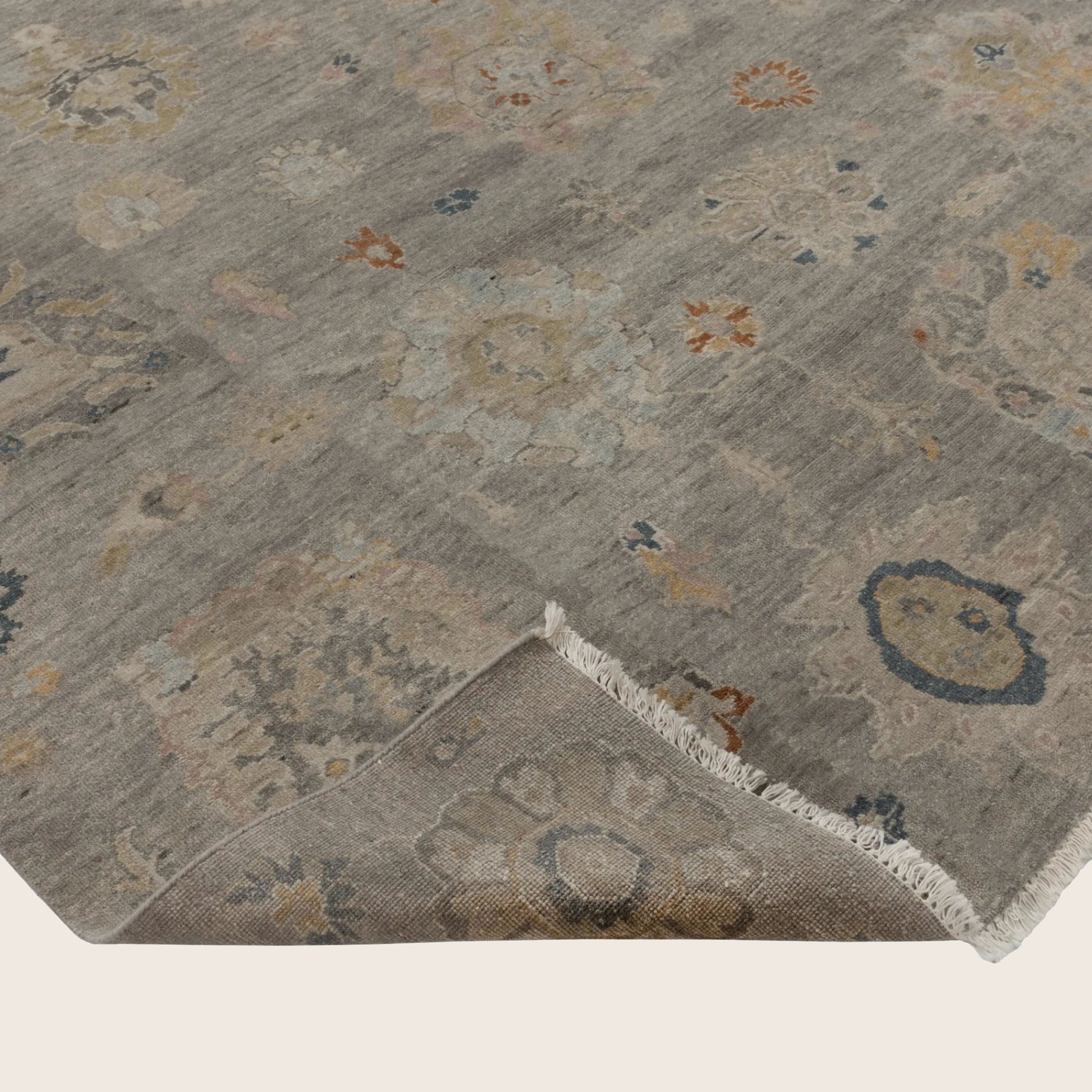 Braungrau Traditioneller Indo Ikat Wool Teppich - 8'2' x 10'1''