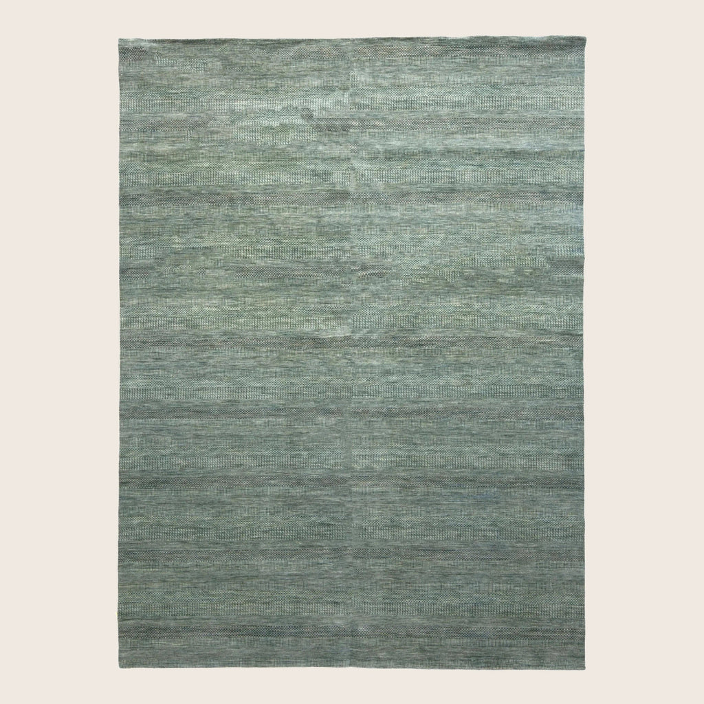 Grüne Übergangs Indo Savannah Wolle Seidenmischung Teppich - 10'3' x 13'1