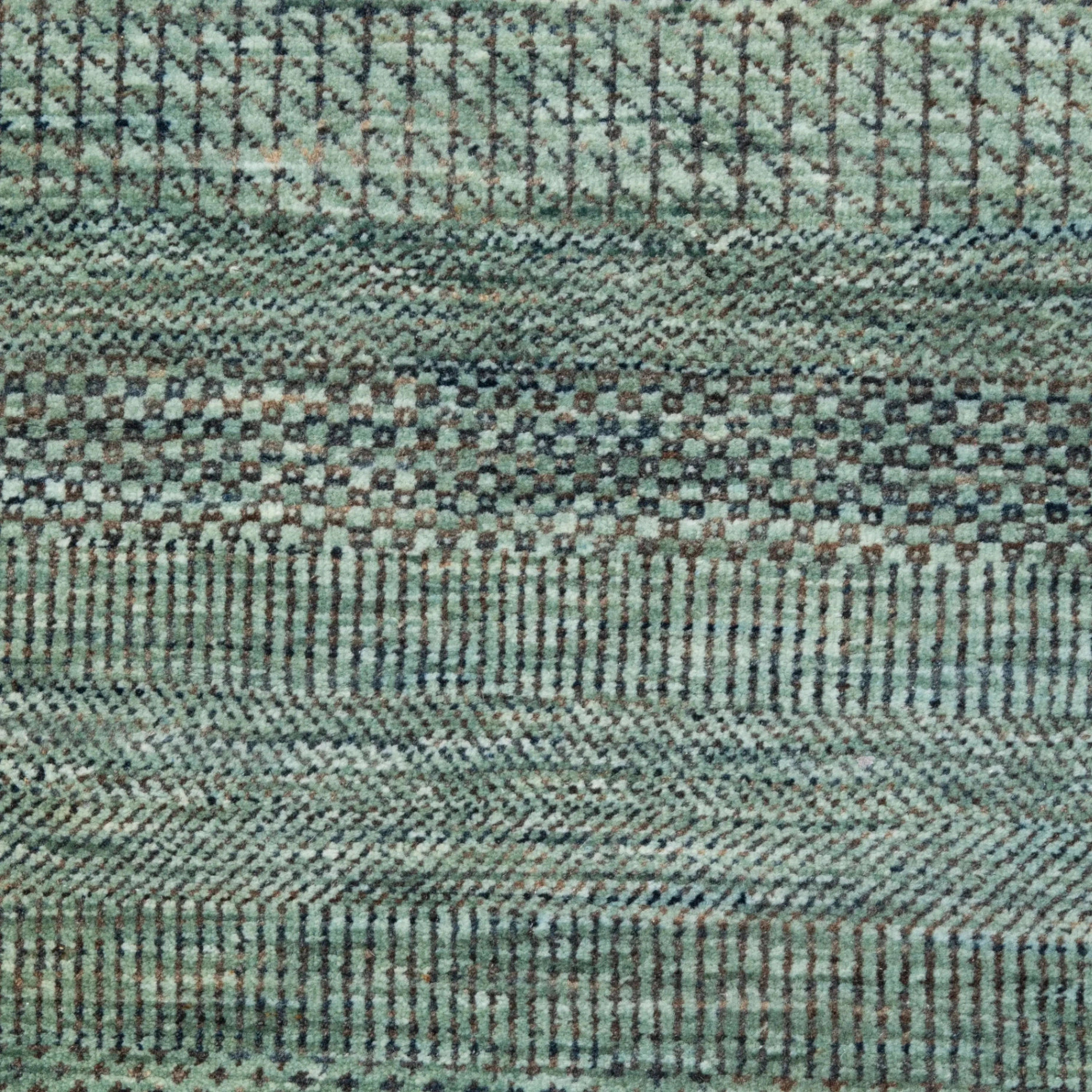 Grüne Übergangs Indo Savannah Wolle Seidenmischung Teppich - 10'3' x 13'1
