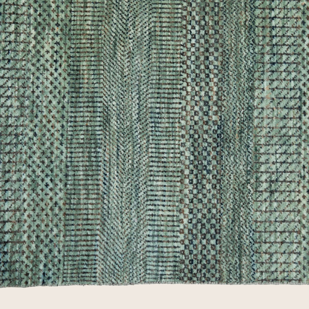 Grüne Übergangs Indo Savannah Wolle Seidenmischung Teppich - 10'3' x 13'1