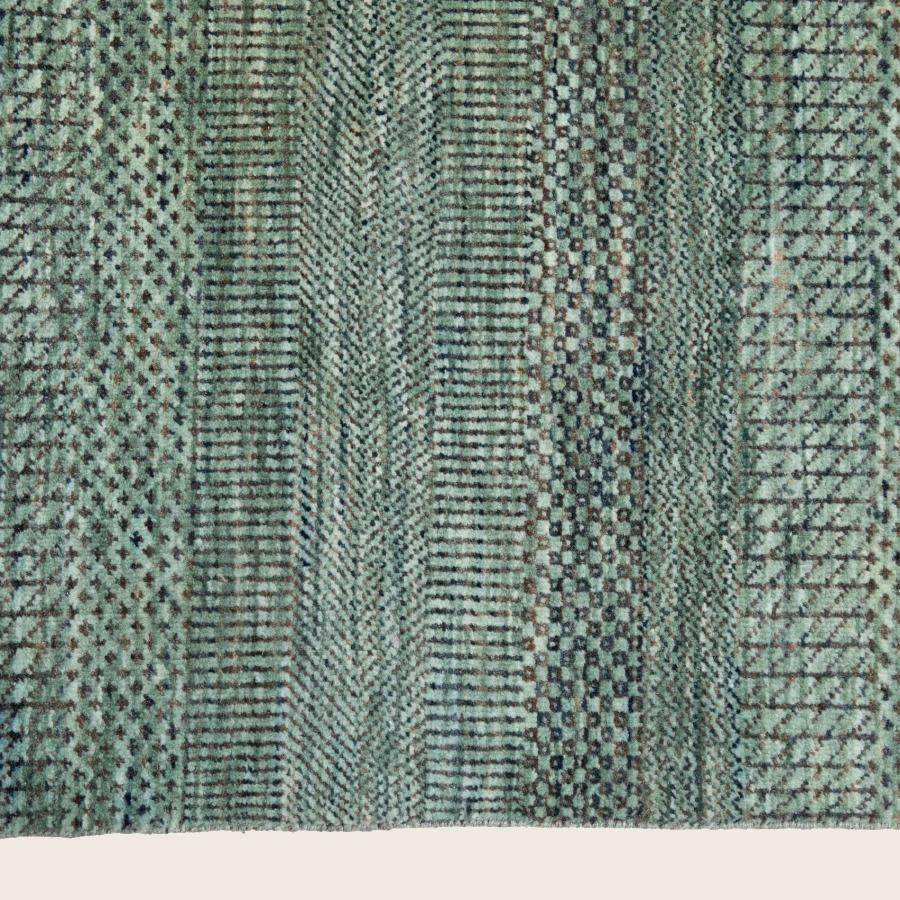 Grüne Übergangs Indo Savannah Wolle Seidenmischung Teppich - 10'3' x 13'1